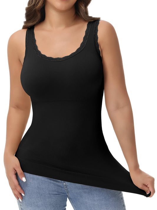 ANYFIT WEAR Lace Cami Shapewear Tank Tops for Women Tummy Control Body Shaper Slimming Camisole Compression Shirt