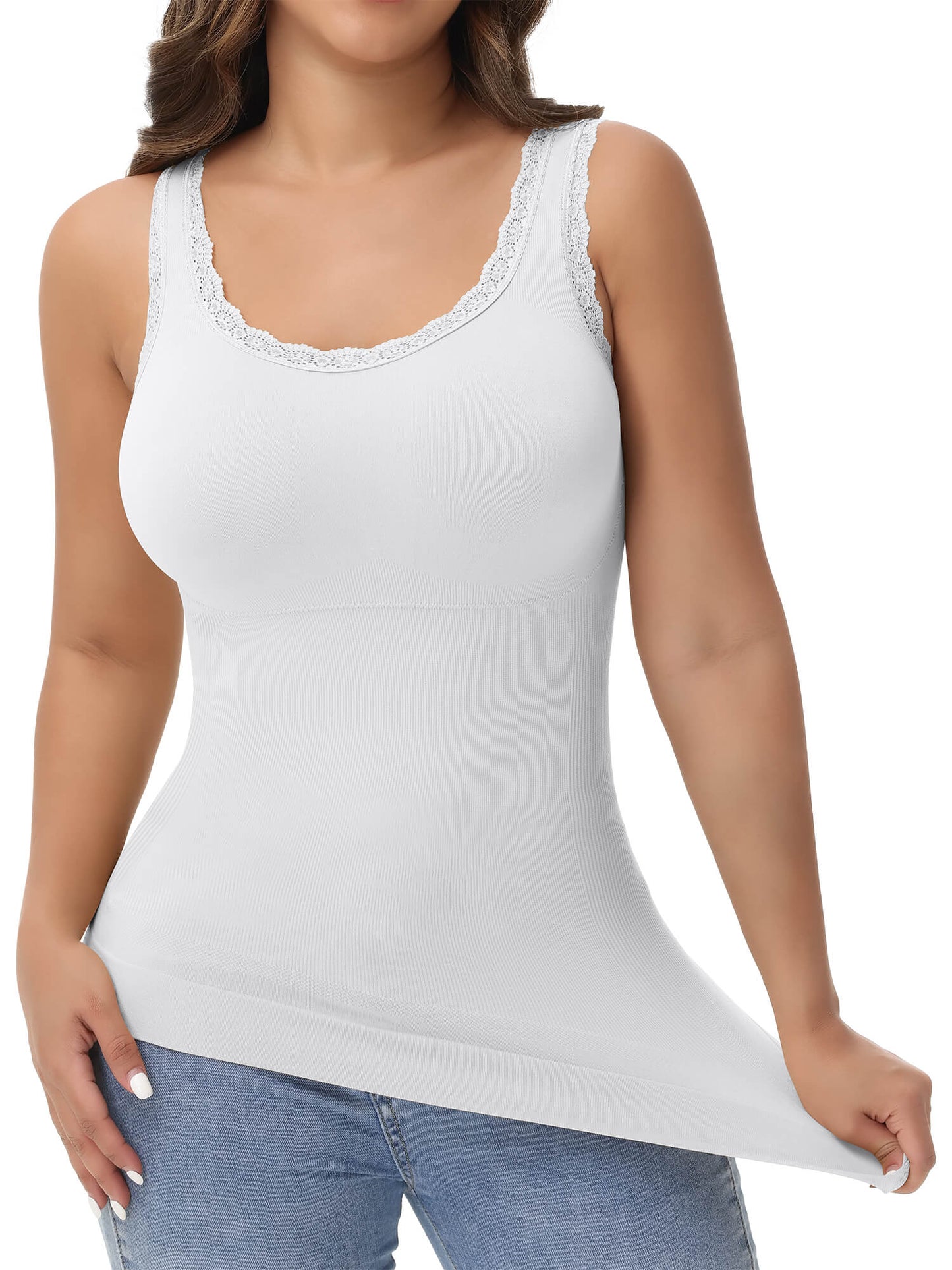 ANYFIT WEAR Lace Cami Shapewear Tank Tops for Women Tummy Control Body Shaper Slimming Camisole Compression Shirt