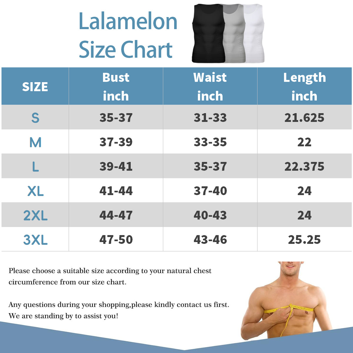 Lalamelon Compression Shirts for Men Shapewear Vest Body Shaper Abs Abdomen Slim Tank Elastic Top Undershirt