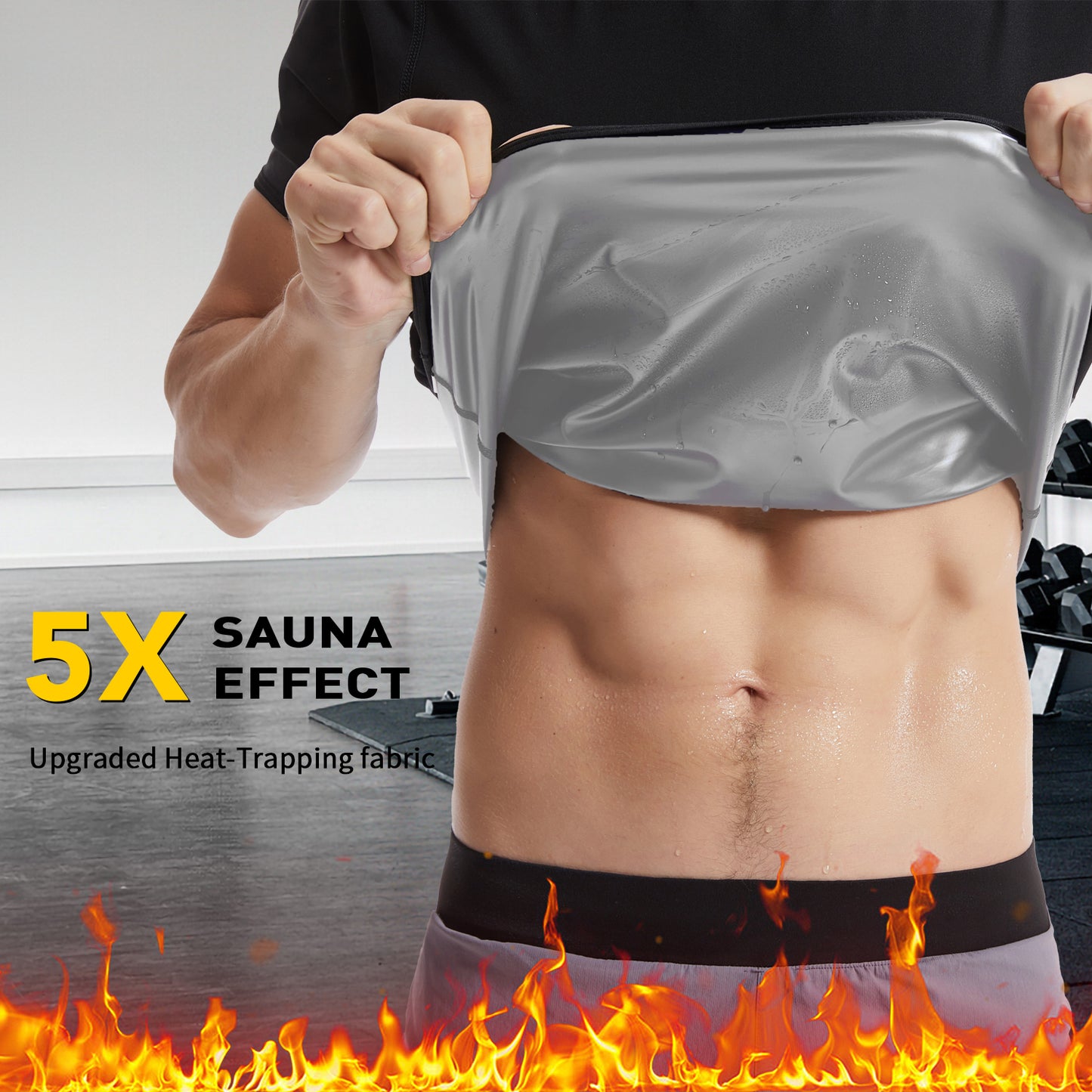 Lalamelon Men's Sauna Suit Shirt Heat Trapping Sweat Compression Shapewear Top Workout Shaper