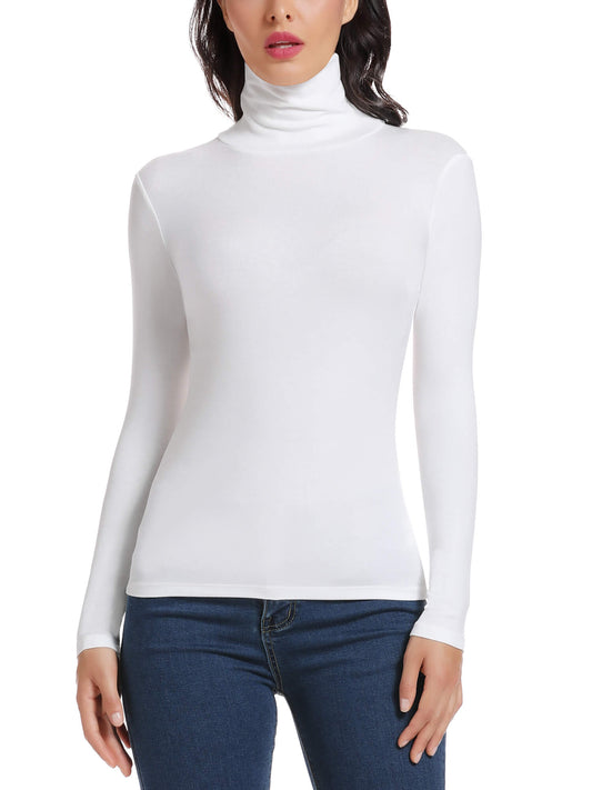MANIFIQUE Women's Turtleneck Long Sleeve Shirts Fall Fashion Basic Thermal Underwear Tops Winter Clothes 2025