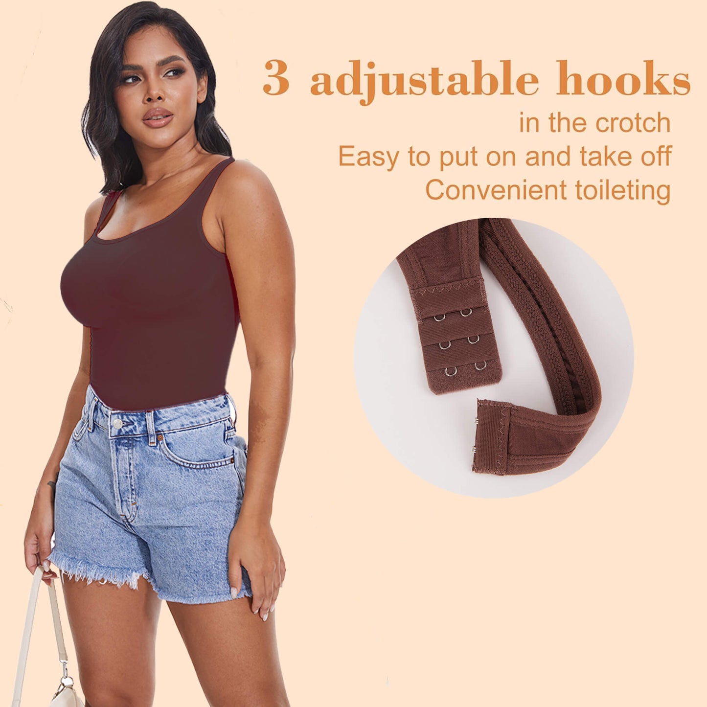 ANYFIT WEAR Backless Square Neck Bodysuit Shapewear for Women Full Body Shaper Tummy Control Butt Lifting Seamless Slimming Tank Top