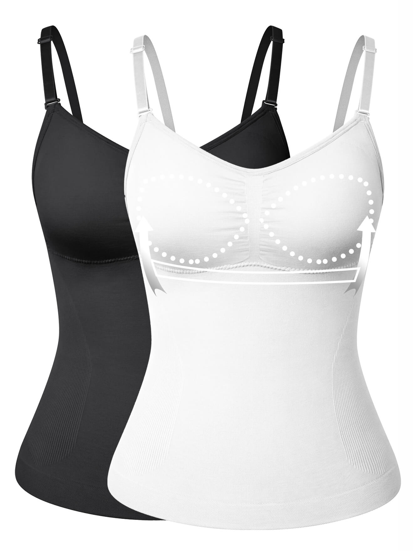 MANIFIQUE Scoop Neck Compression Cami - Tummy and Waist Control Body Shapewear Camisole with Built-in Padded Bras