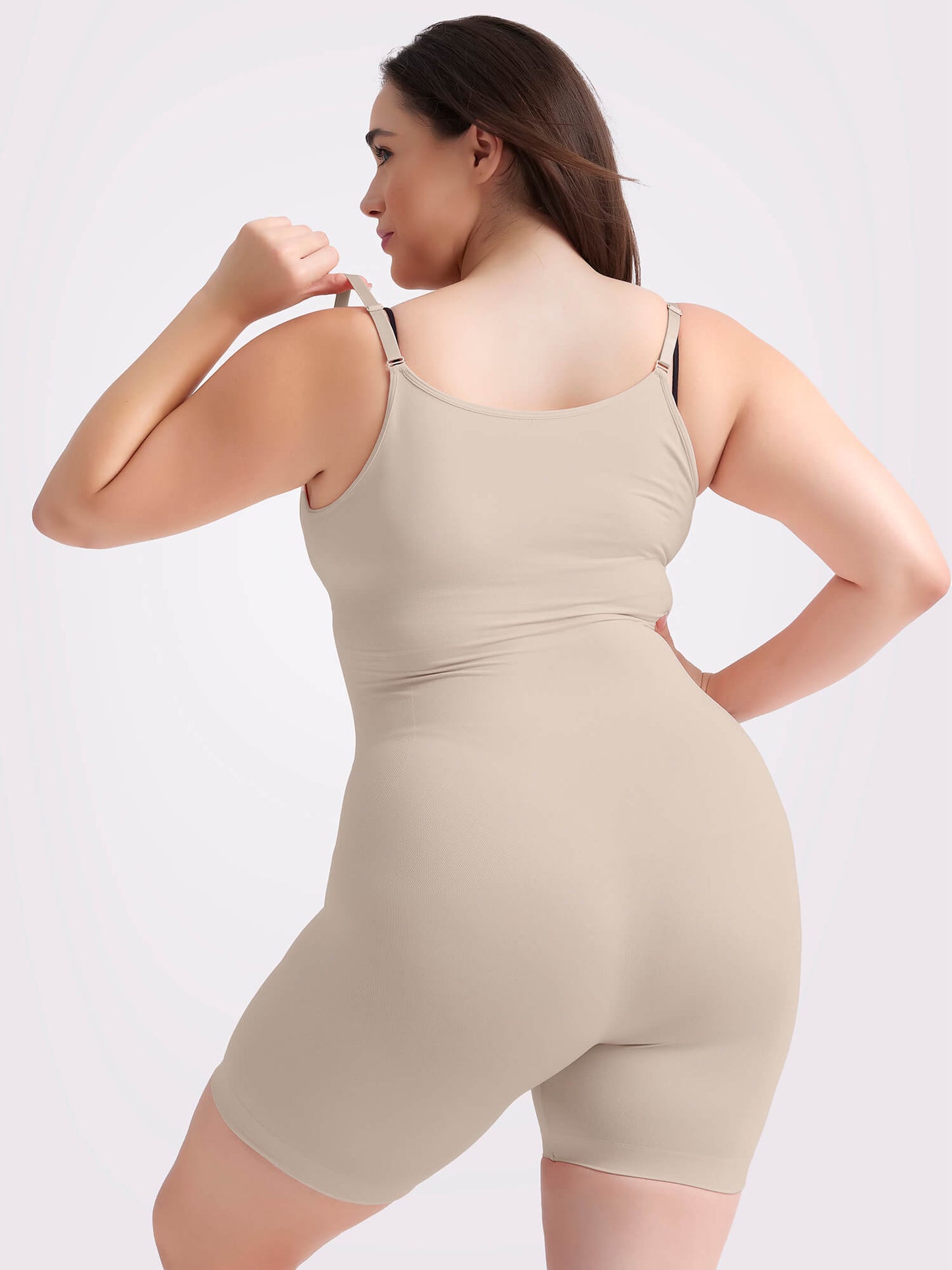 MANIFIQUE Plus Size Open-Bust Shapewear Tummy Control Mid-Thigh Bodysuit, High-Waist Thigh Slimmer, Shapewear for Women