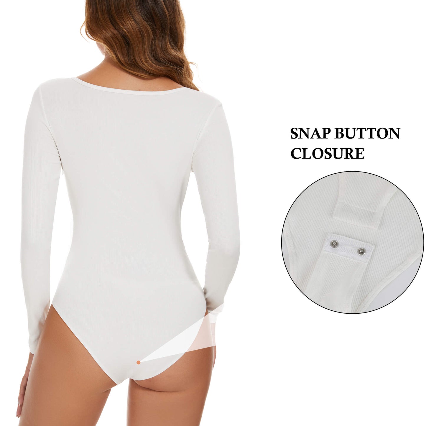MANIFIQUE Women's Henley Shirt Square Neck Button Down Ribbed Tank Top Long Sleeve Bodysuits