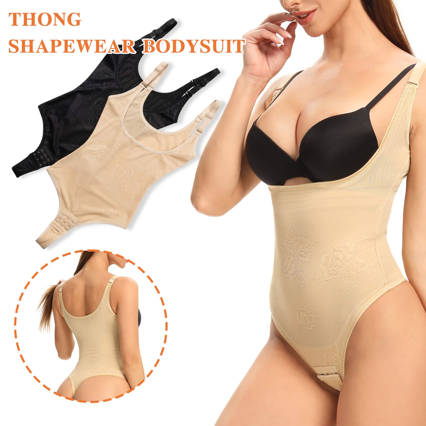 MANIFIQUE Thong Shapewear Bodysuit for Women Tummy Control Open Bust Body Shaper Slimmer Shaping Thong