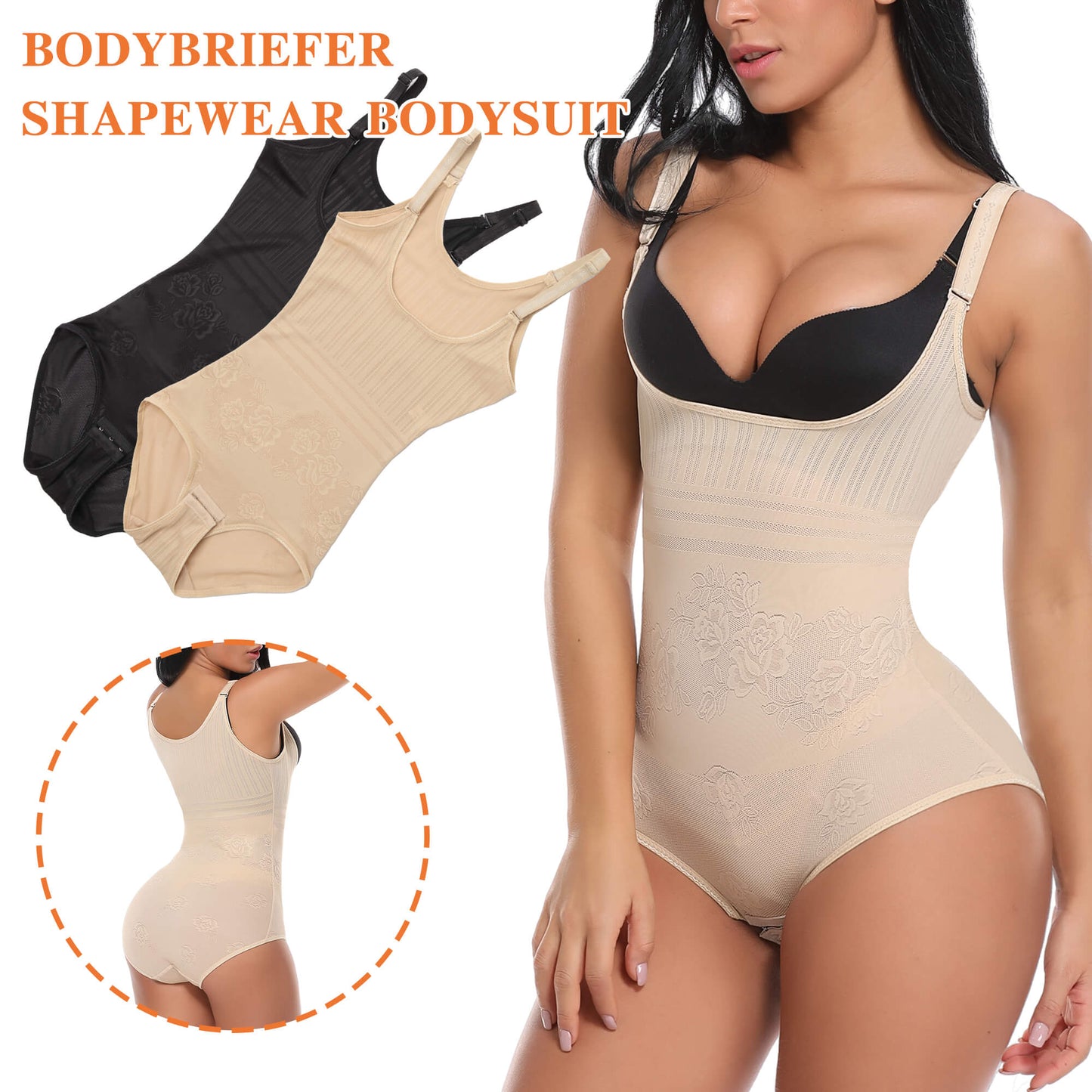 MANIFIQUE Women's Shapewear Open Bust Brief Bodysuit Tummy Control Seamless Body Briefer Shaper