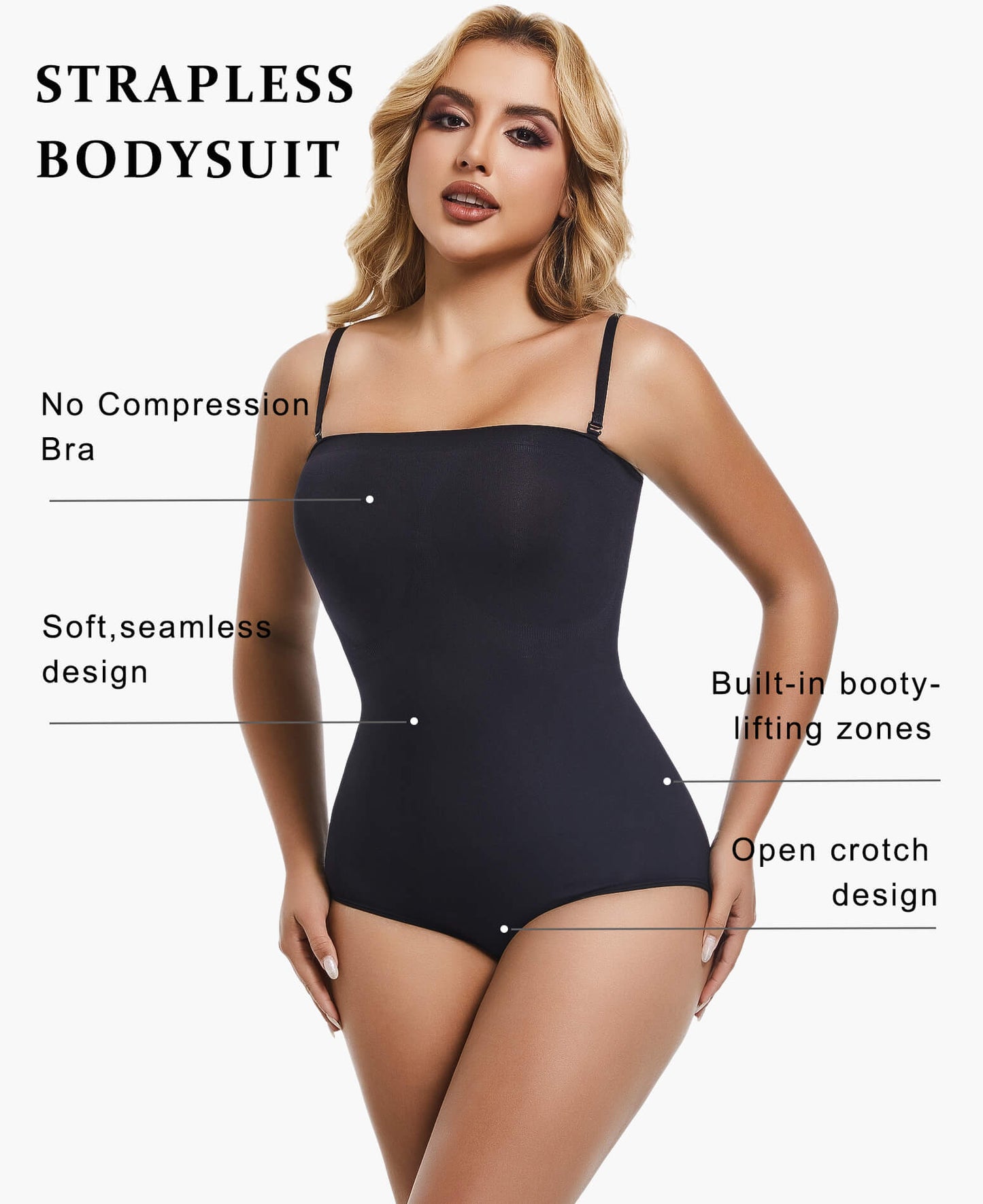 MANIFIQUE 2 Packs Strapless Shapewear for Women, Tummy Control Triangle Bodysuit, Seamless Sculpting Body Shaper Tank Top