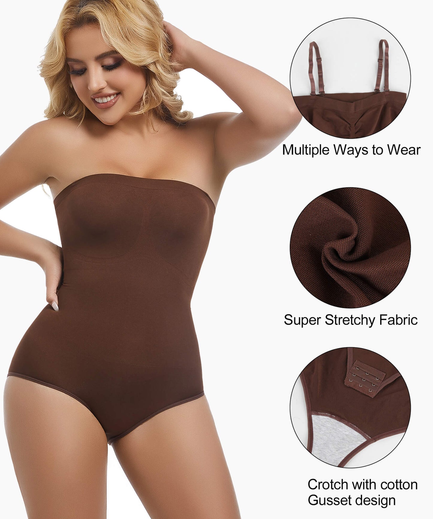 MANIFIQUE 2 Packs Strapless Shapewear for Women, Tummy Control Triangle Bodysuit, Seamless Sculpting Body Shaper Tank Top