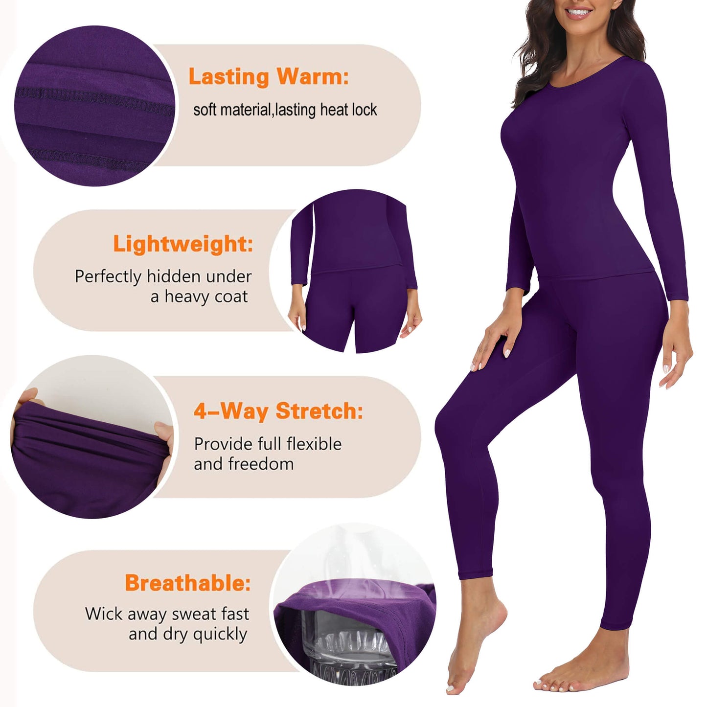 Anyfit Wear Women Thermal Underwear Set Long John Base Layer Ultra Soft Top&Bottom Sets for Cold Weather