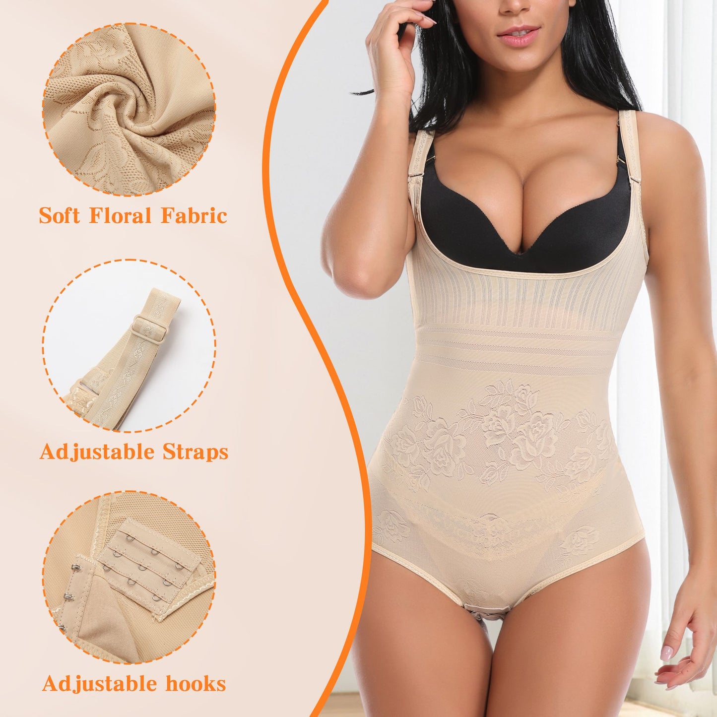 MANIFIQUE Women's Shapewear Open Bust Brief Bodysuit Tummy Control Seamless Body Briefer Shaper