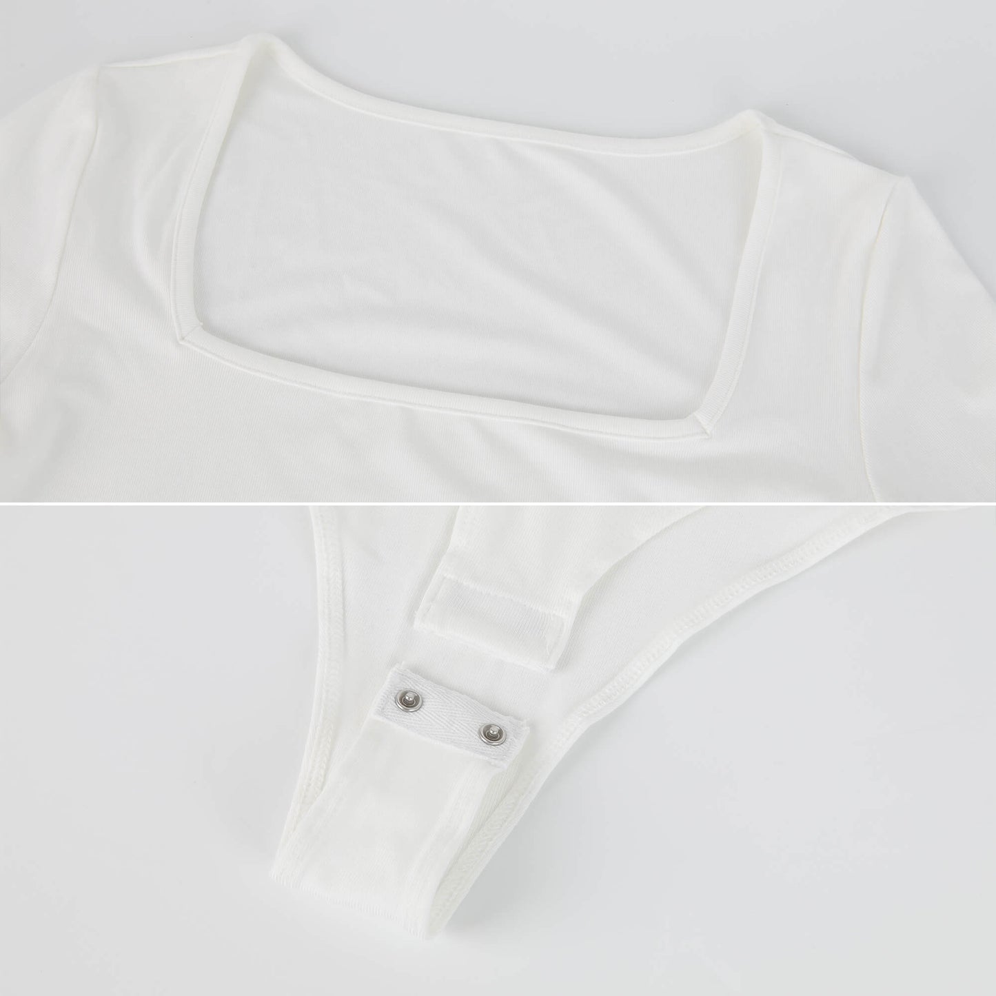 MANIFIQUE Women's Sexy Square Neck Bodysuit Long Sleeve Double Lined Shirt Tops