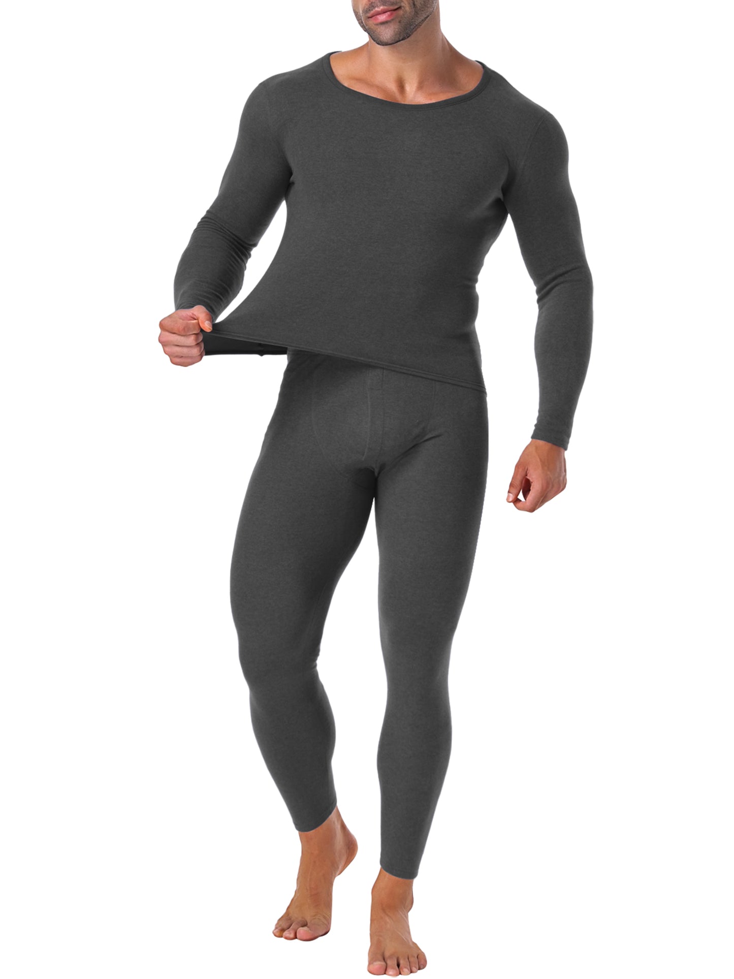 MANIFIQUE Thermal Underwear Shirt & Leggings Set for Men — Heavyweight Fleece‑Lined Long Johns | Warm Winter Base Layer