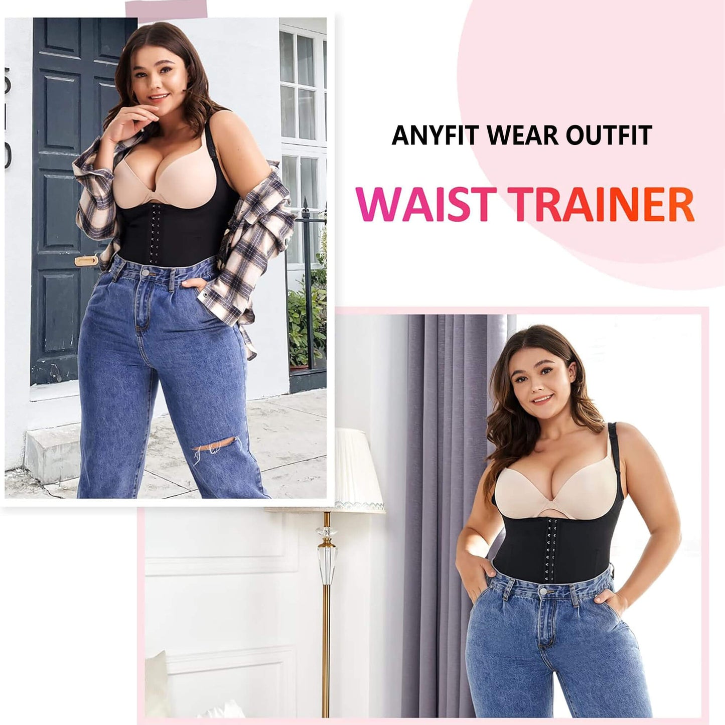 ANYFIT WEAR Plus Size Waist Trainer Vest for Women Shapewear Corset Body Shaper Tank Top with Adjustable Straps