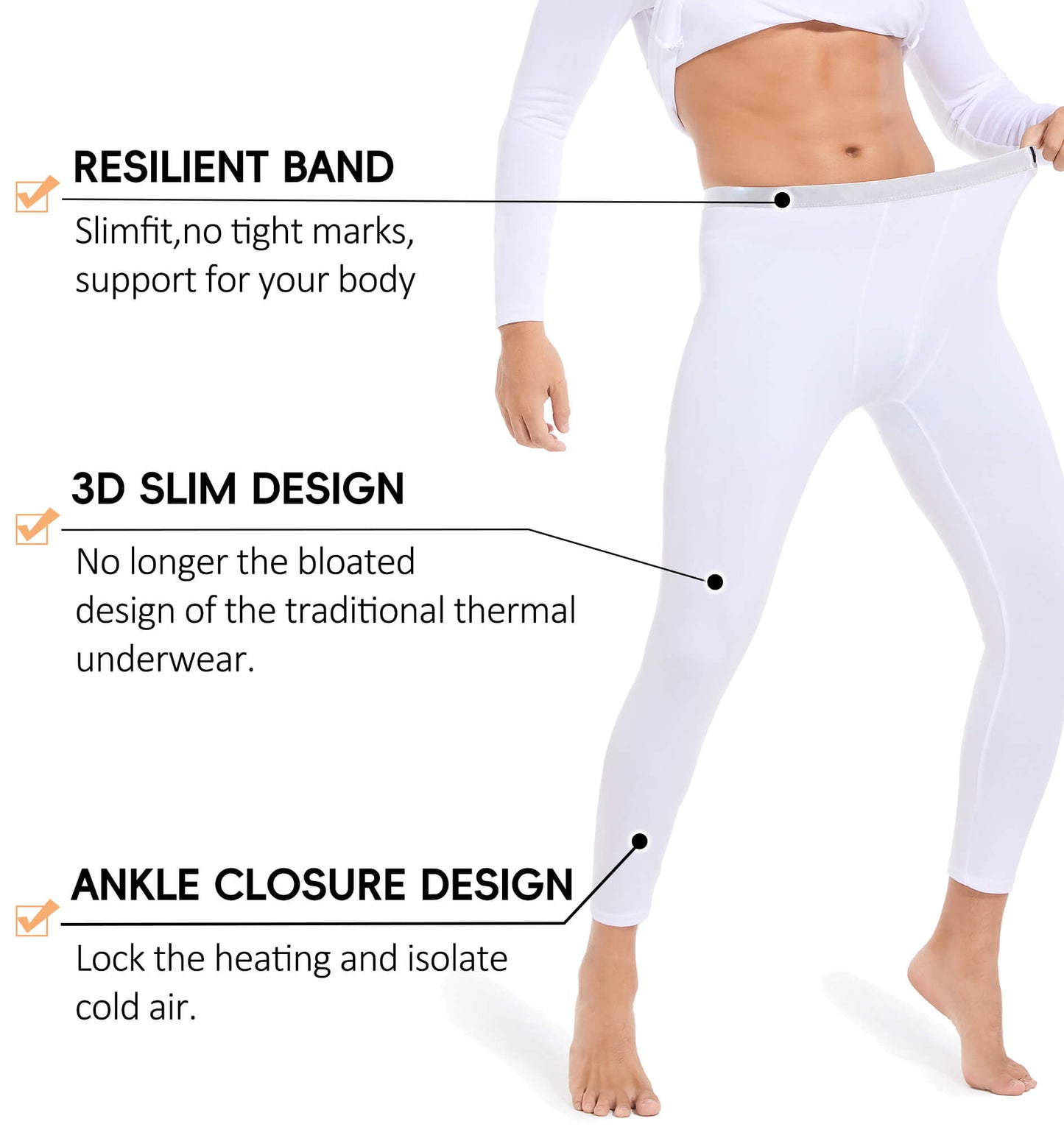 MANIFIQUE Thermal Underwear for Men Set Crewneck Long Johns Top & Bottom Set