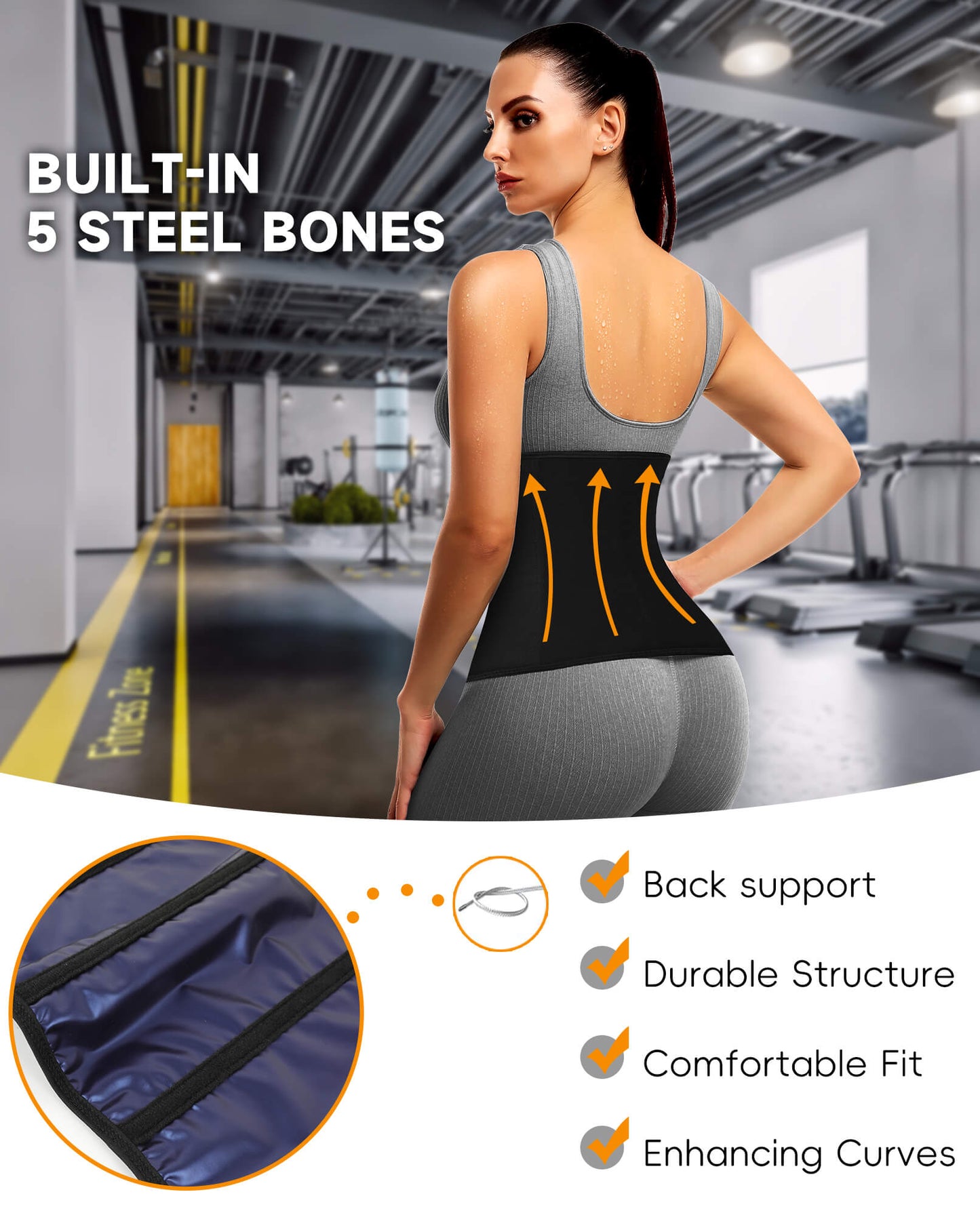 MANIFIQUE Waist Trainer for Women Lower Belly Waist Trimmer Corset with Zipper Sweat Belt