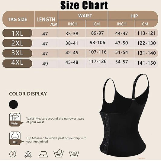ANYFIT WEAR Plus Size Waist Trainer Vest for Women Shapewear Corset Body Shaper Tank Top with Adjustable Straps