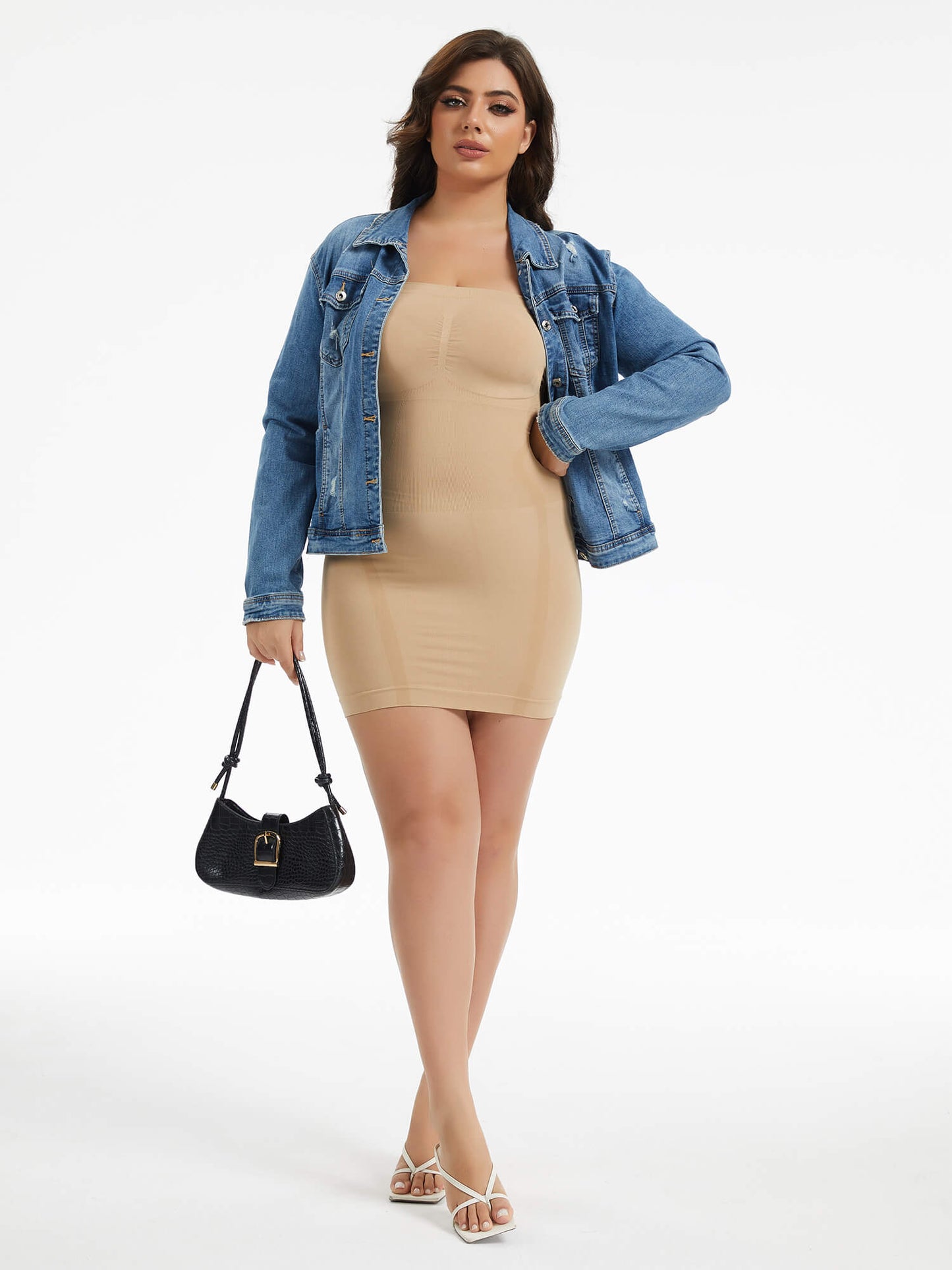 MANIFIQUE Plus Size Strapless Shapewear for Women Full Slip shapewear dress Tummy Control slip for women under dress