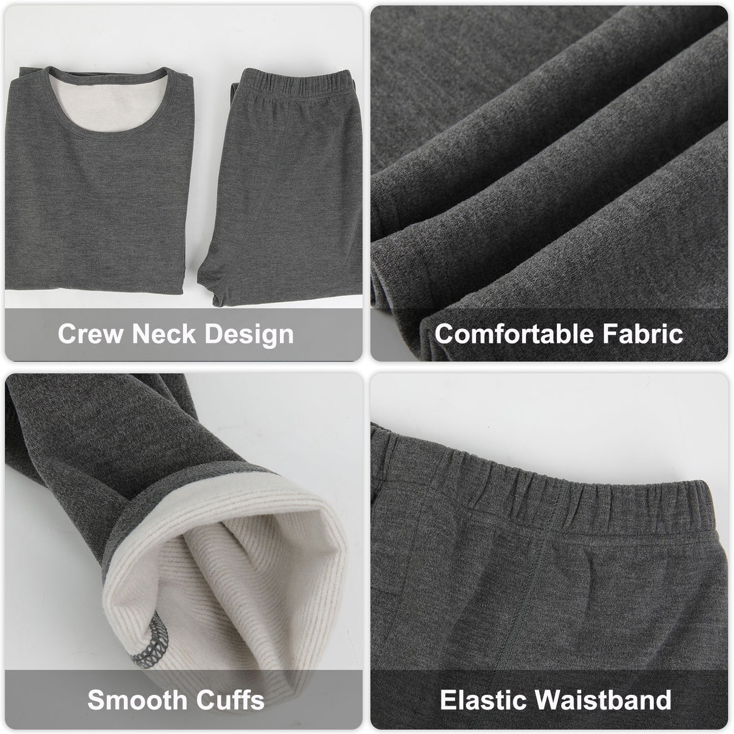 MANIFIQUE Thermal Underwear Shirt & Leggings Set for Men — Heavyweight Fleece‑Lined Long Johns | Warm Winter Base Layer