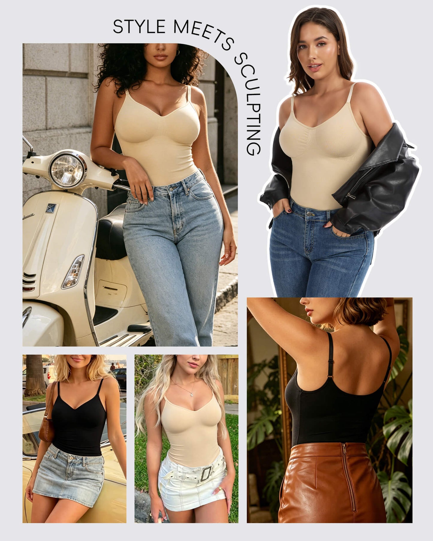 MANIFIQUE Shapewear Cami for Women - Waist Shaping Top, Seamless Compression V Neck Camisole