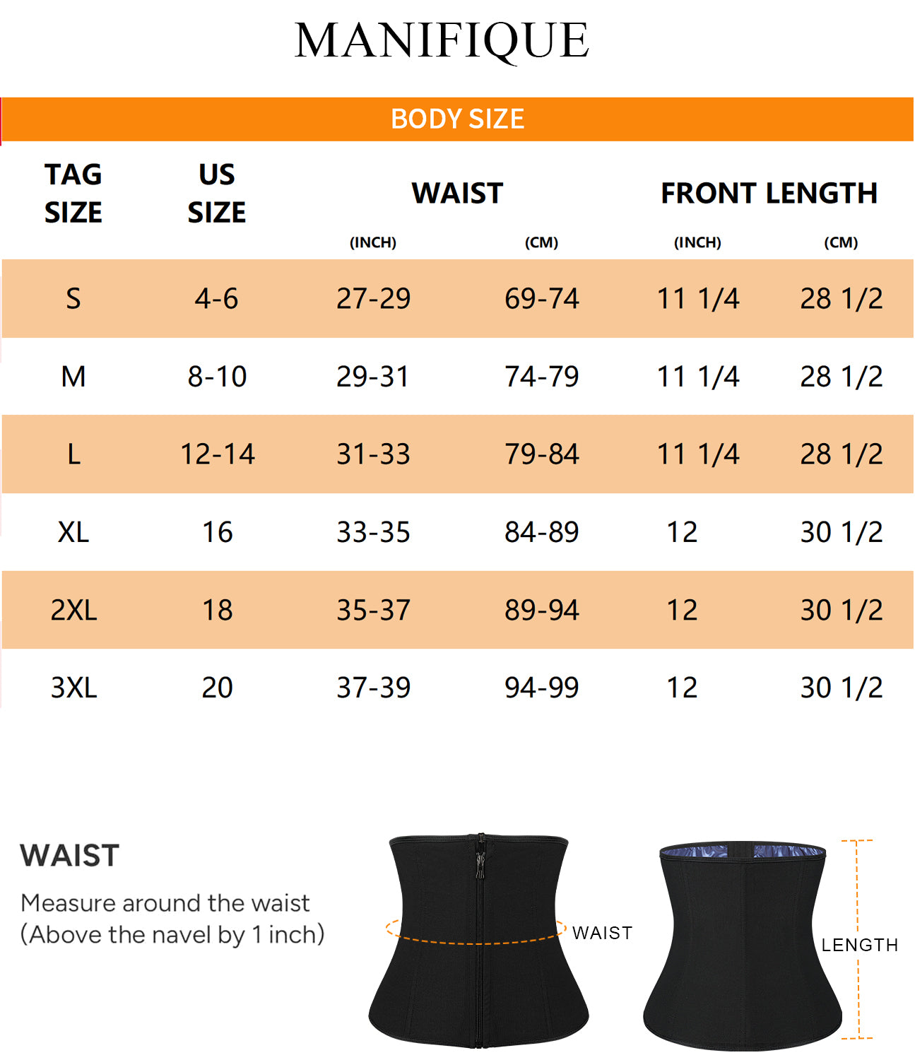MANIFIQUE Waist Trainer for Women Lower Belly Waist Trimmer Corset with Zipper Sweat Belt
