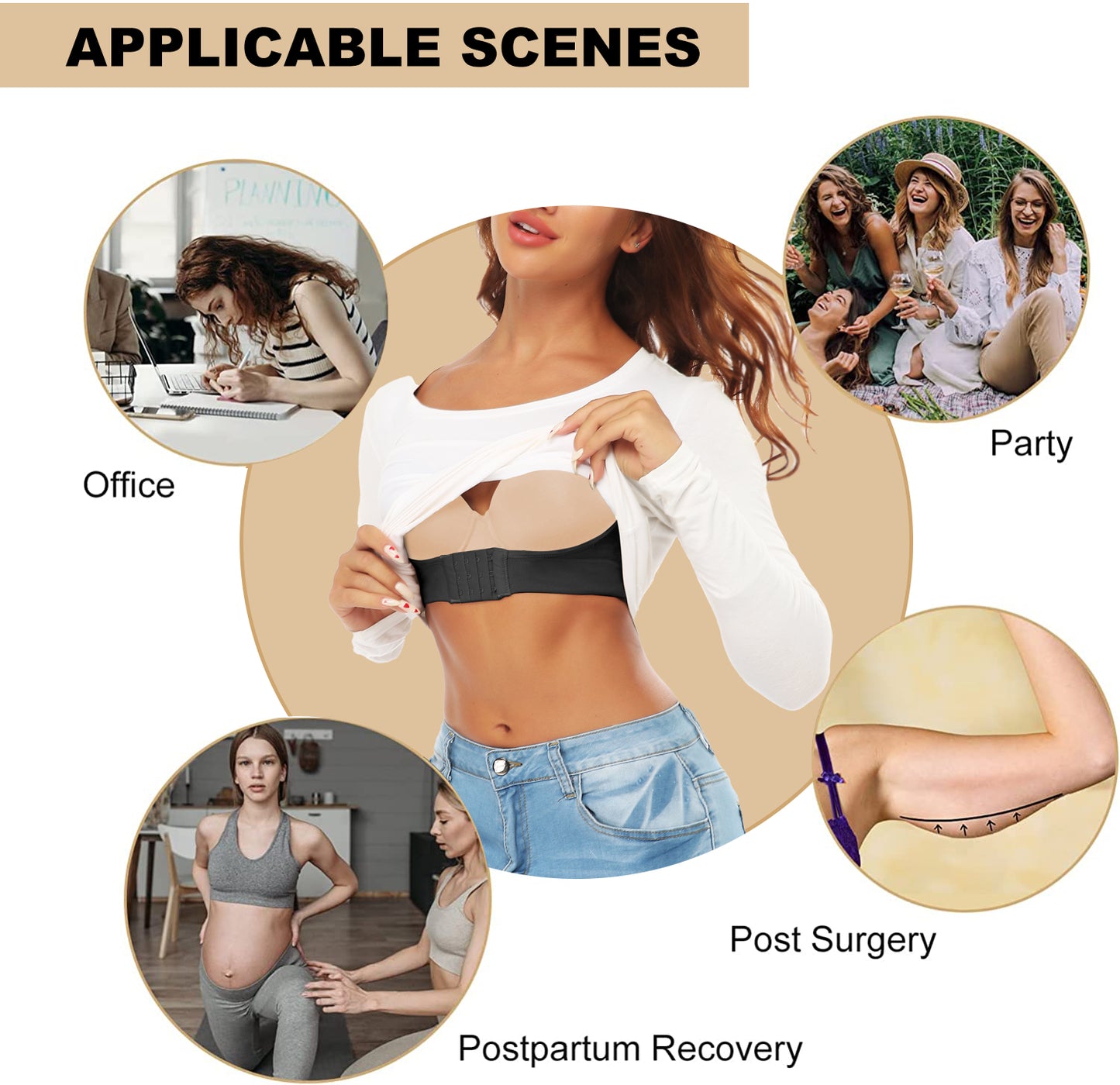 MANIFIQUE Arm Shaper for Women Post Surgery Arm Lipo Compression Sleeves Slimming Arm Faja Front Closure Shapewear