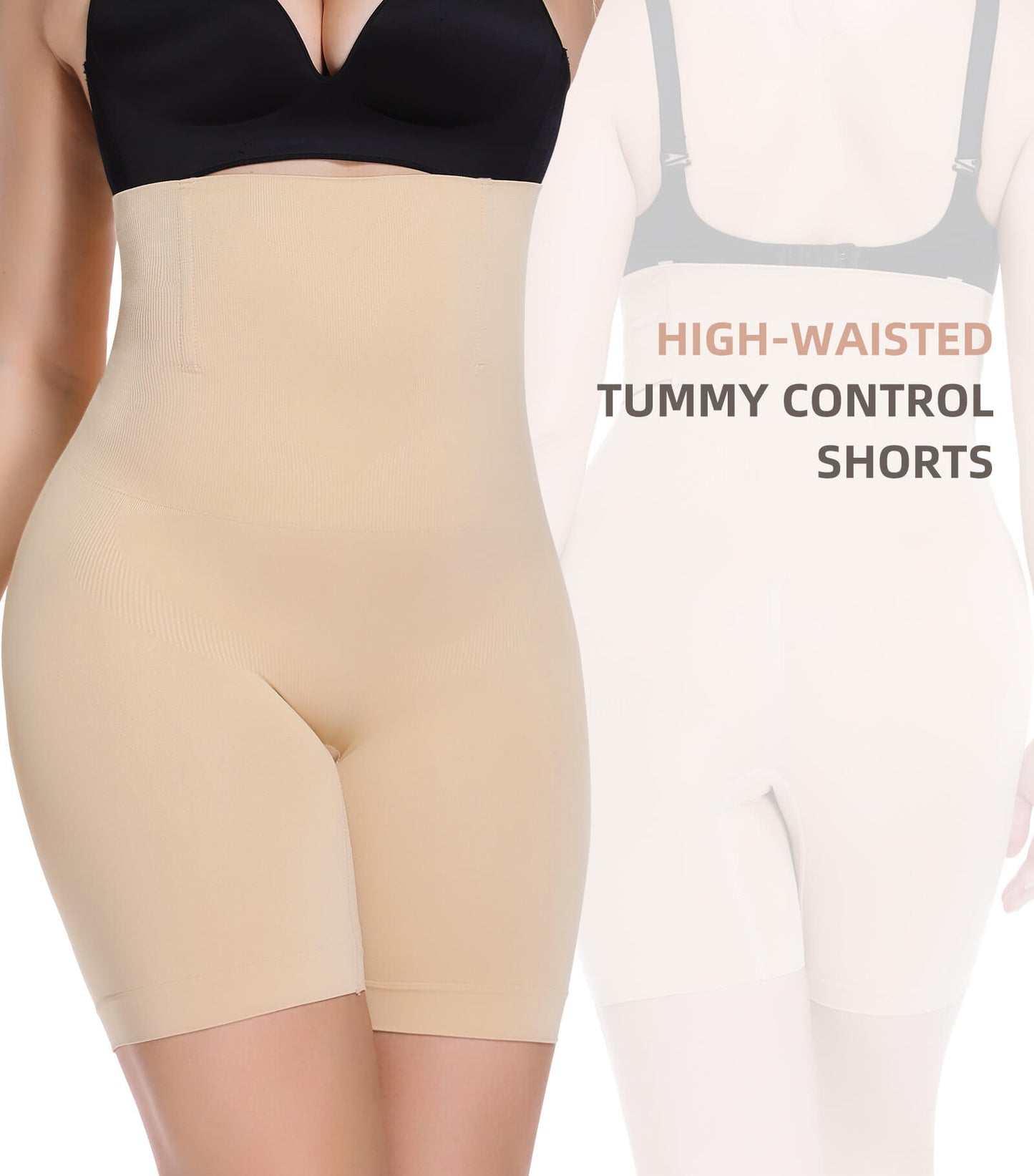 MANIFIQUE High Waisted Body Shaper Shorts Shapewear for Women Tummy Control Full-Thigh Short, Sizes Small-3XL