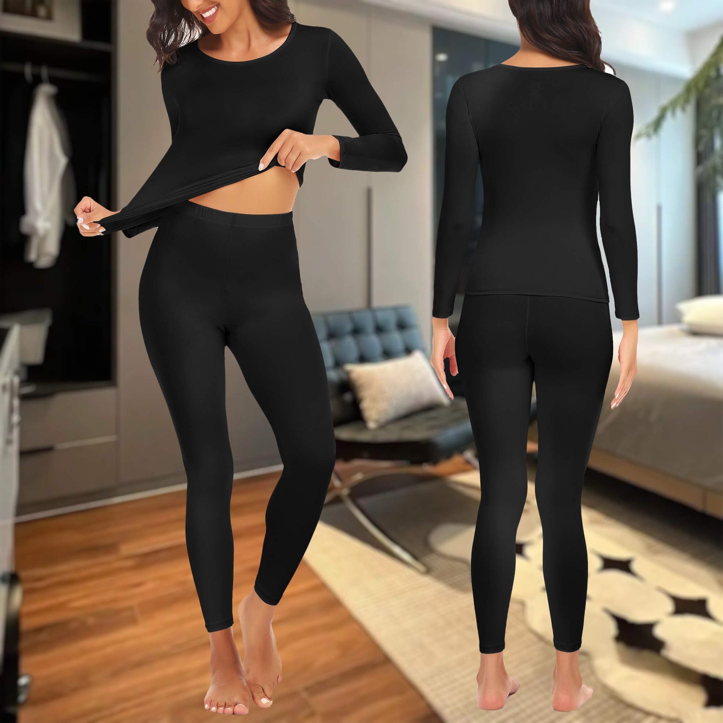 Anyfit Wear Women Thermal Underwear Set Long John Base Layer Ultra Soft Top&Bottom Sets for Cold Weather