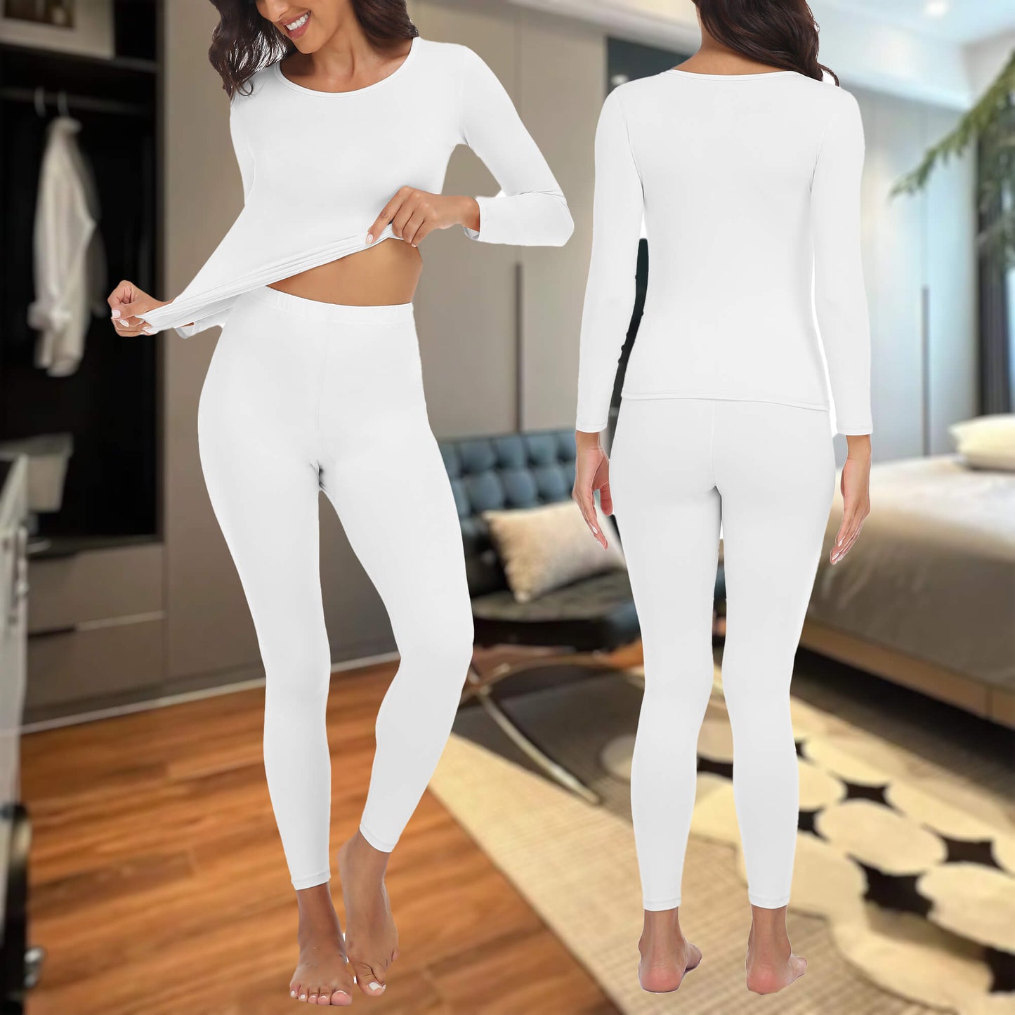 Anyfit Wear Women Thermal Underwear Set Long John Base Layer Ultra Soft Top&Bottom Sets for Cold Weather