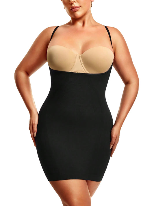 MANIFIQUE Plus Size Open Bust Full Slip - Breathable Body Shapewear - Medium Compression - Anti-Slip Construction