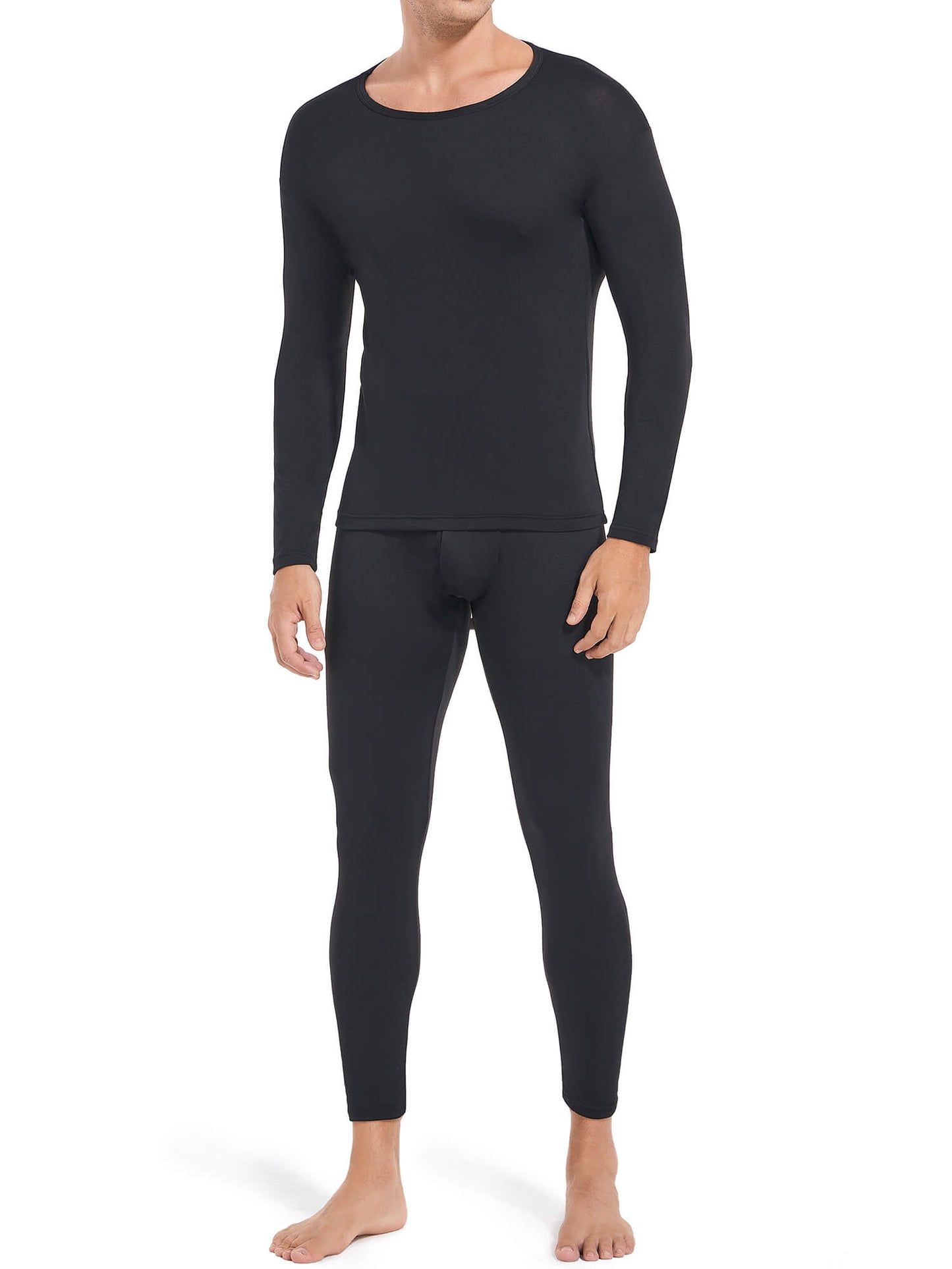 MANIFIQUE Thermal Underwear for Men Set Crewneck Long Johns Top & Bottom Set