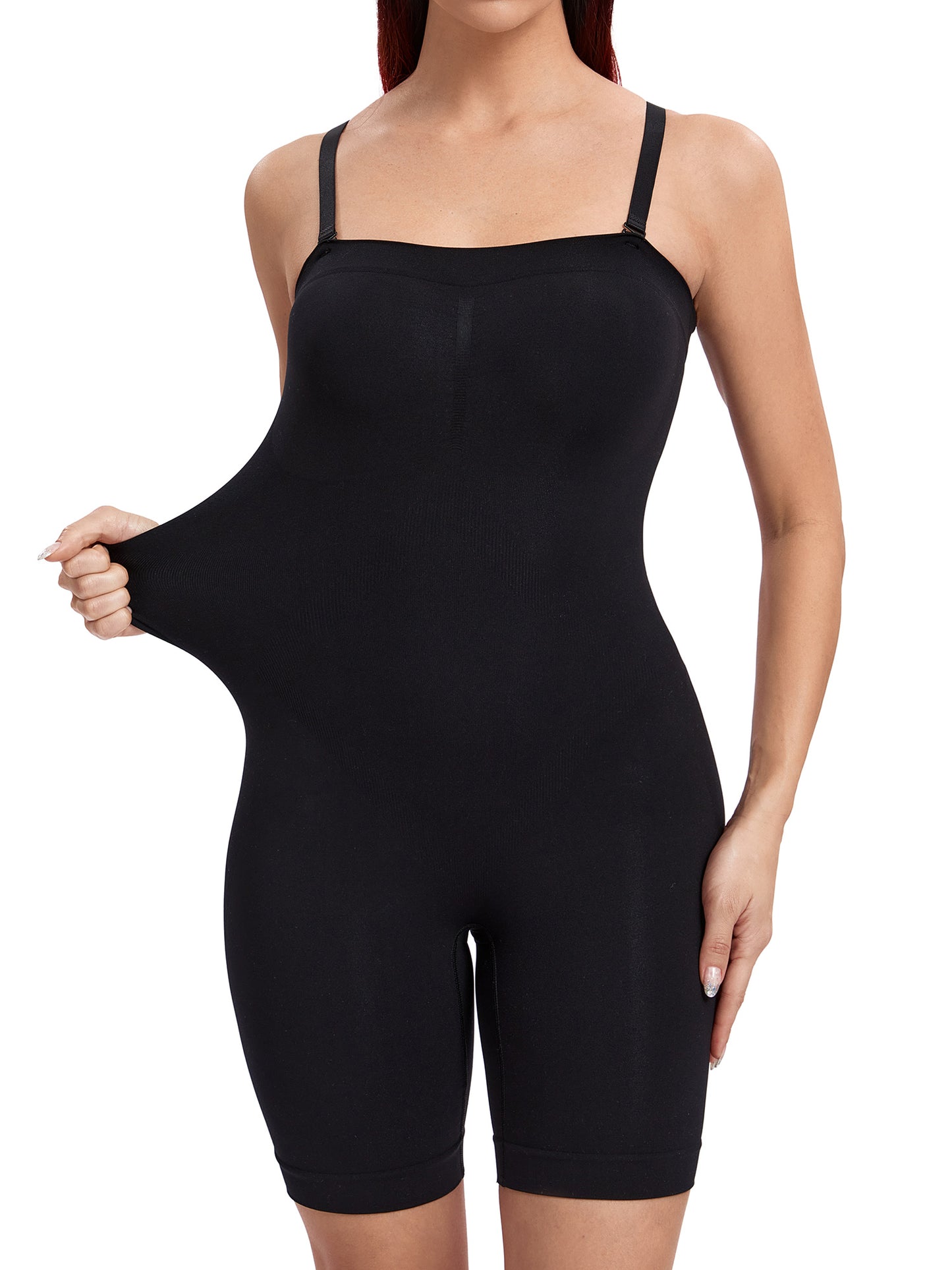 MANIFIQUE Strapless Shortie Bodysuit for Women Tummy Control Shapewear with Removable Straps