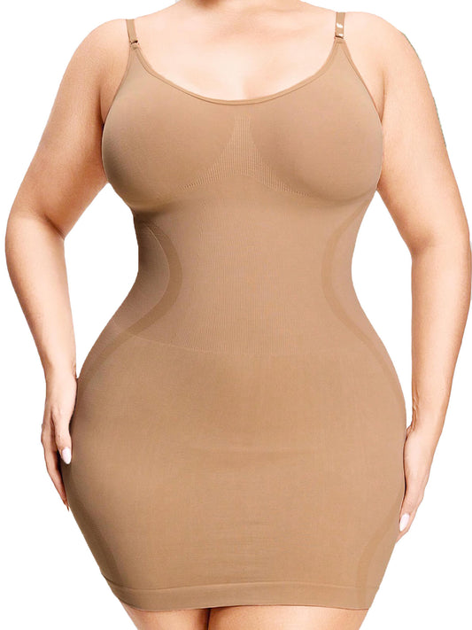 MANIFIQUE Plus Size Shapewear Slip Dress for Women Under Dress Seamless Tummy Control Smoothing V-Neck Cami Dress