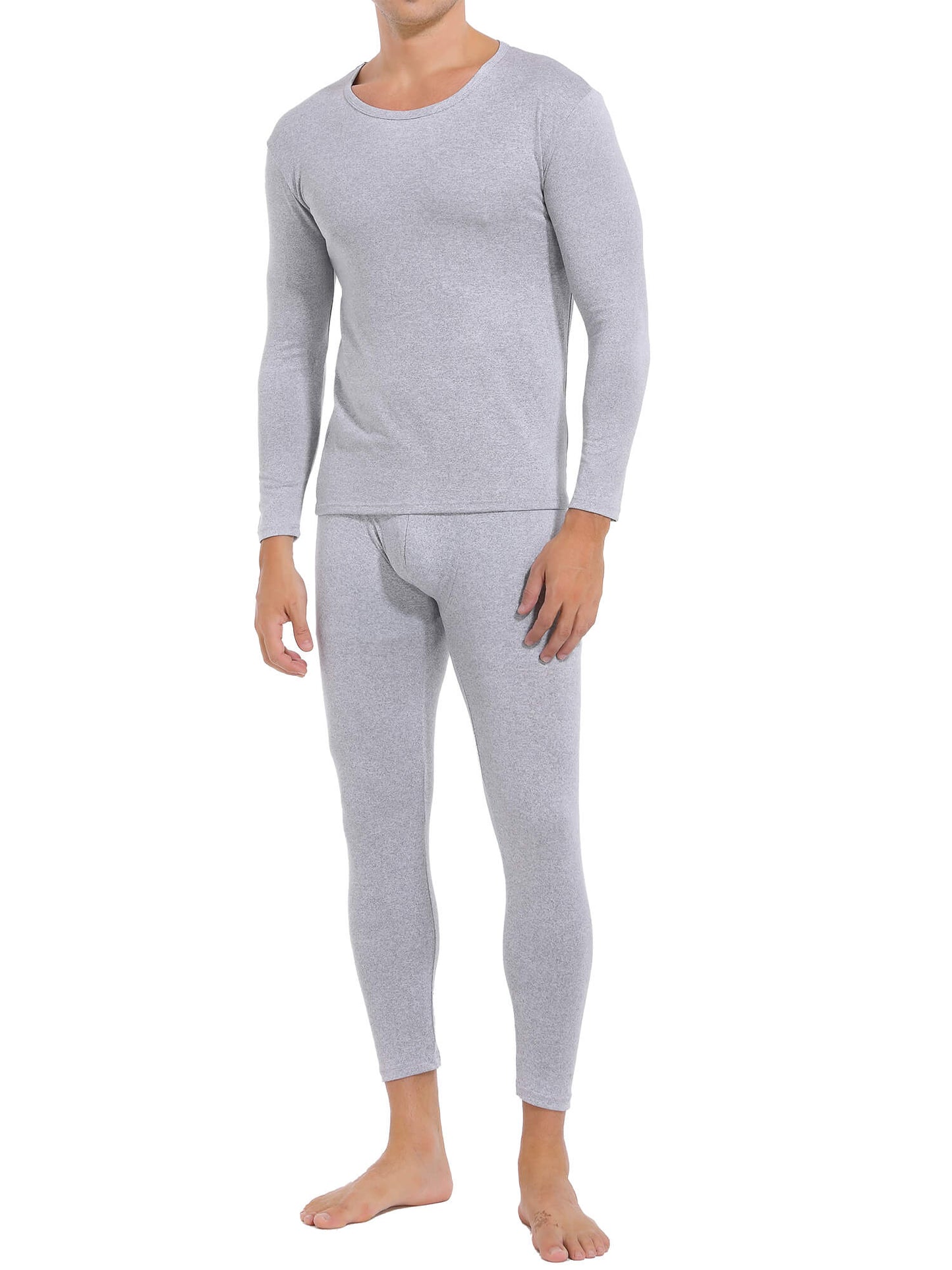 MANIFIQUE Thermal Underwear for Men Set Crewneck Long Johns Top & Bottom Set