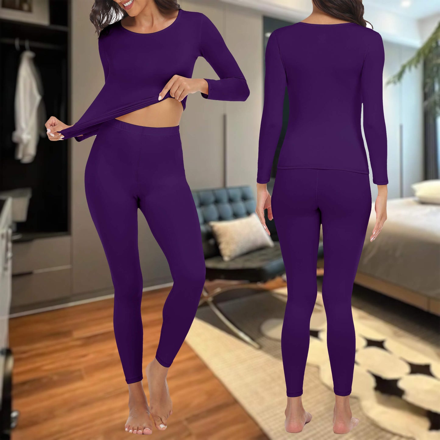 Anyfit Wear Women Thermal Underwear Set Long John Base Layer Ultra Soft Top&Bottom Sets for Cold Weather