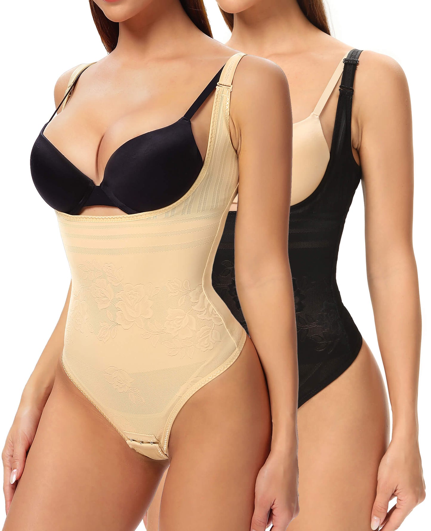 MANIFIQUE Thong Shapewear Bodysuit for Women Tummy Control Open Bust Body Shaper Slimmer Shaping Thong