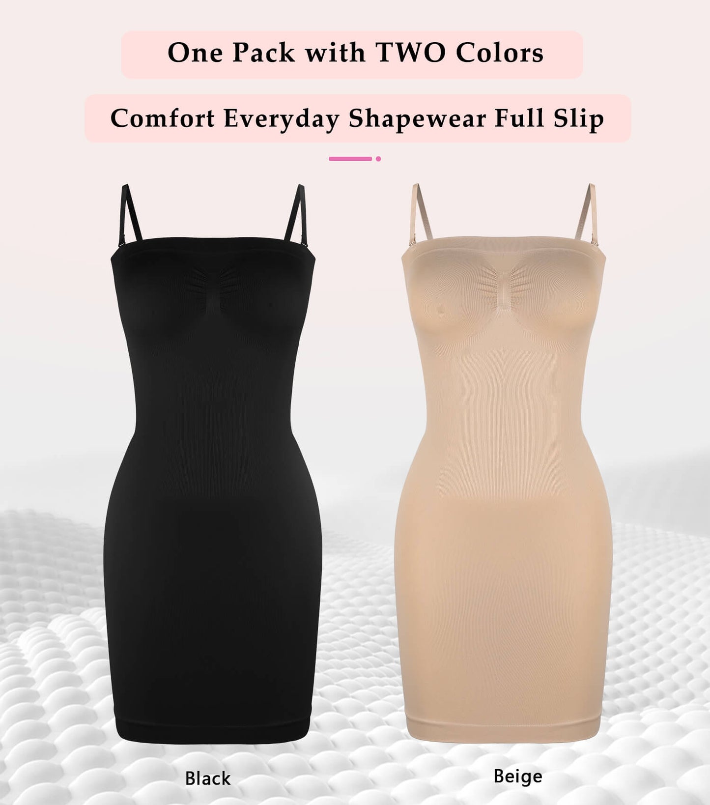 MANIFIQUE Strapless Shapewear Slip for Women Tummy Control Body Shaper Under Dress Seamless Lingerie with Removable Straps