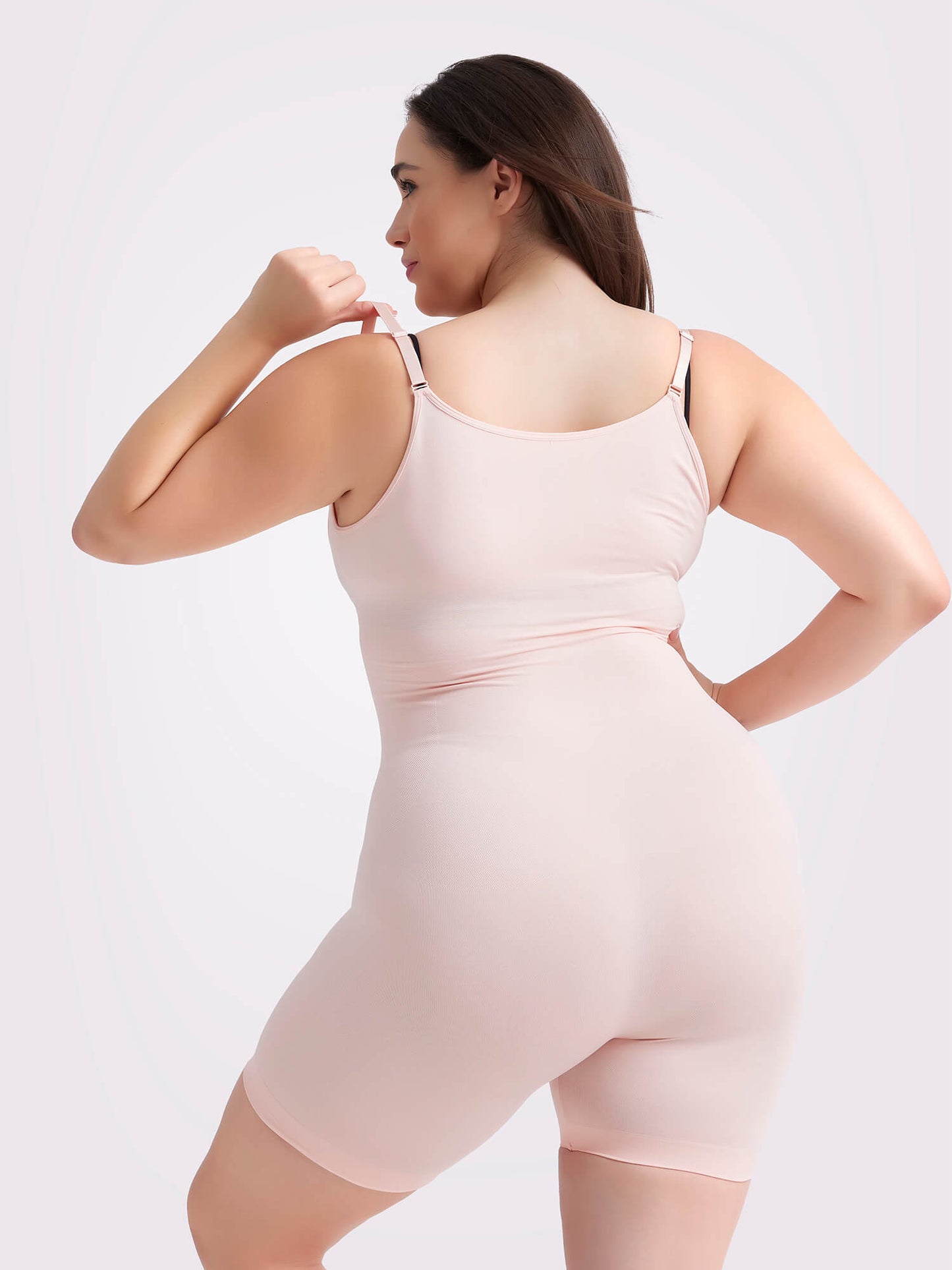 MANIFIQUE Plus Size Open-Bust Shapewear Tummy Control Mid-Thigh Bodysuit, High-Waist Thigh Slimmer, Shapewear for Women