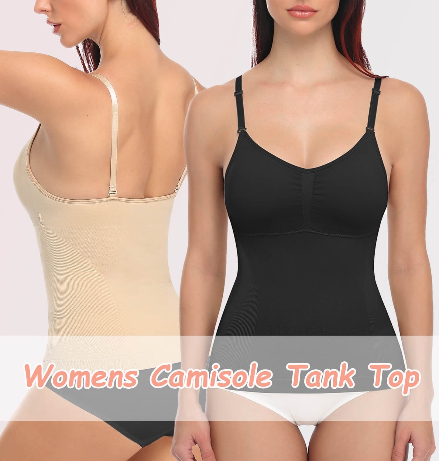 MANIFIQUE Scoop Neck Compression Cami - Tummy and Waist Control Body Shapewear Camisole with Built-in Padded Bras