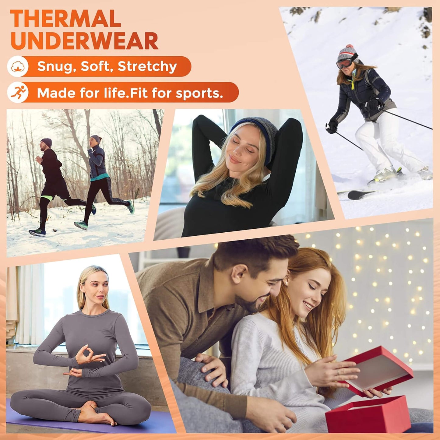 Anyfit Wear Women Thermal Underwear Set Long John Base Layer Ultra Soft Top&Bottom Sets for Cold Weather