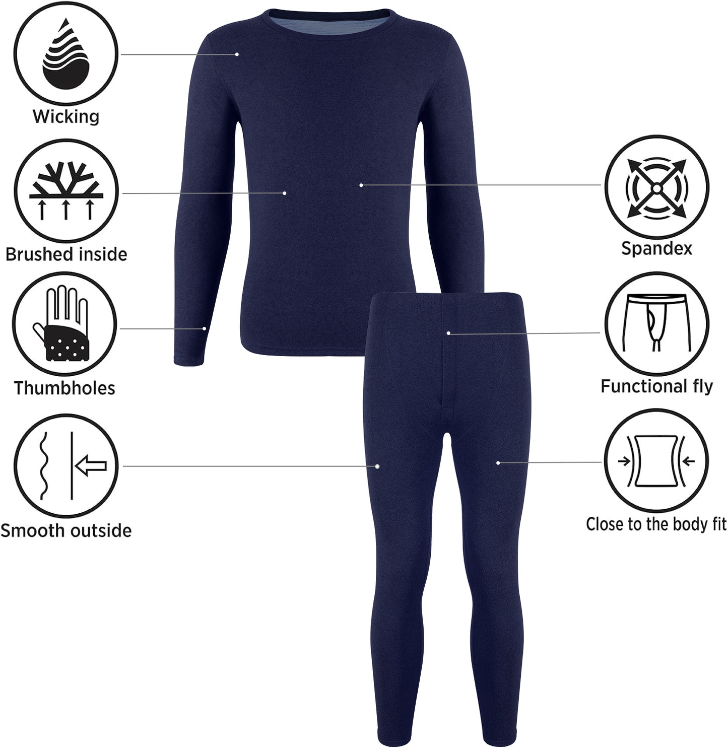 MANIFIQUE Thermal Underwear Shirt & Leggings Set for Men — Heavyweight Fleece‑Lined Long Johns | Warm Winter Base Layer