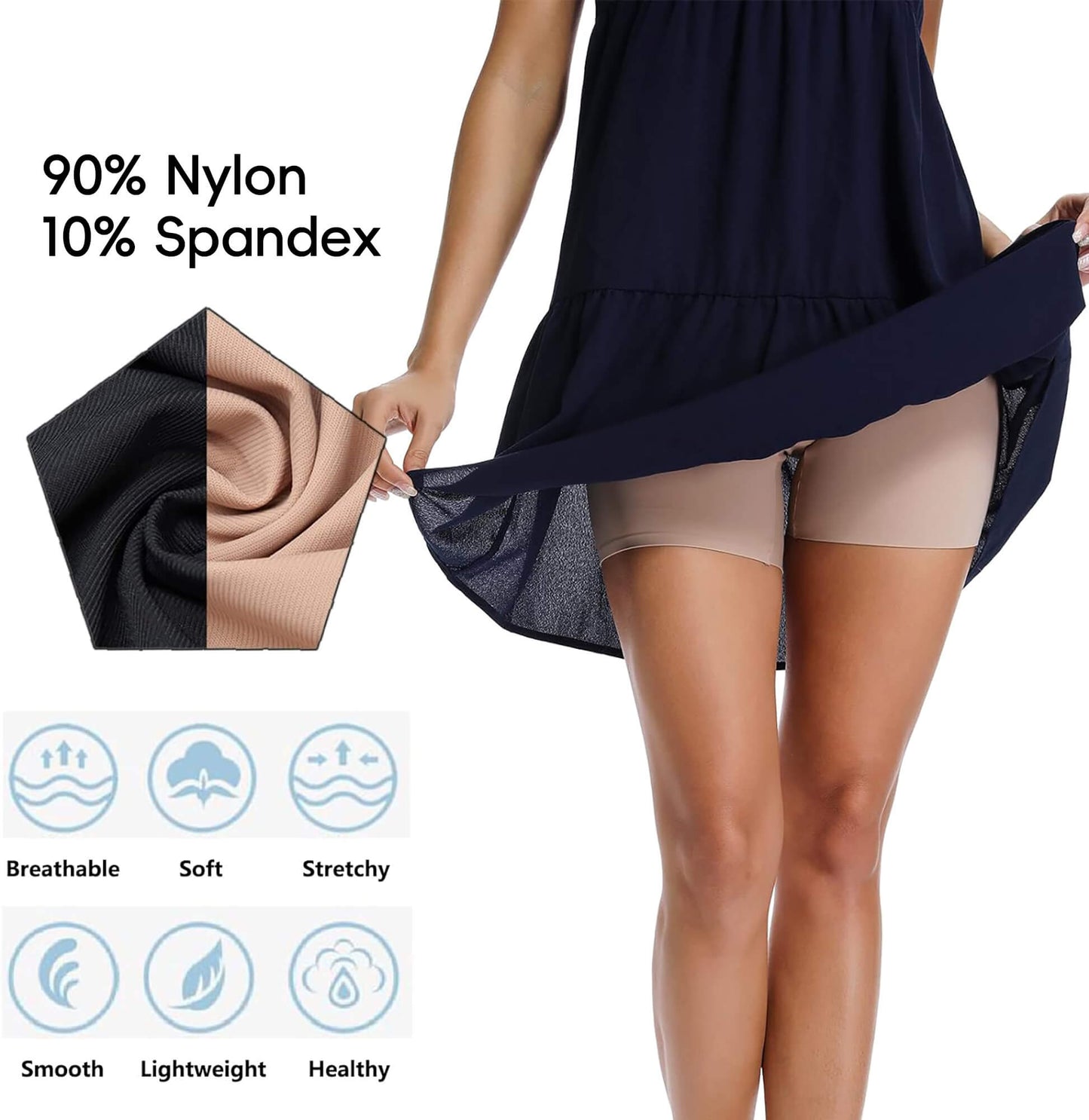 MANIFIQUE 2 Pack Seamless Shaping Boyshorts Panties for Women Shapewear Slip Shorts Under Dress