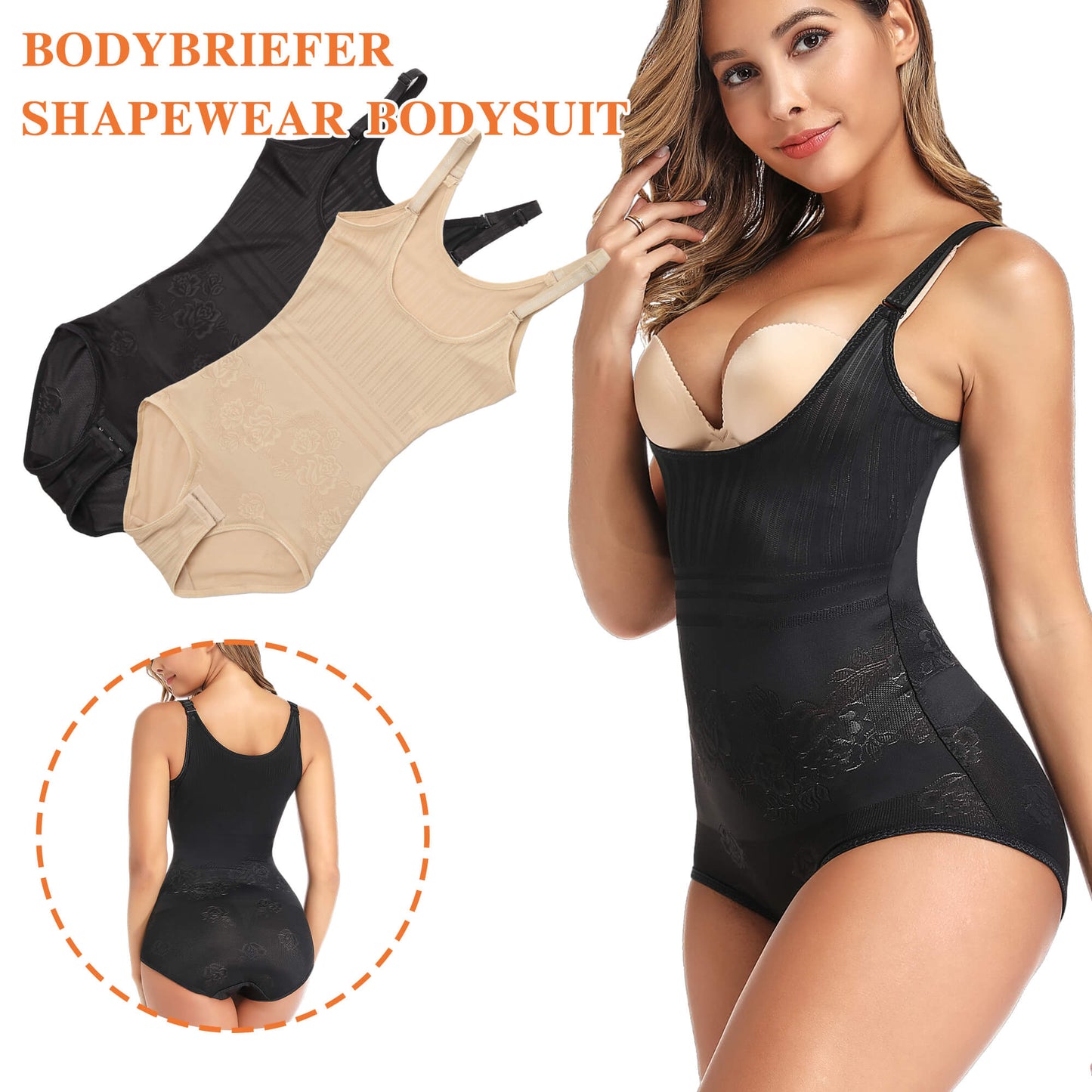 MANIFIQUE Women's Shapewear Open Bust Brief Bodysuit Tummy Control Seamless Body Briefer Shaper