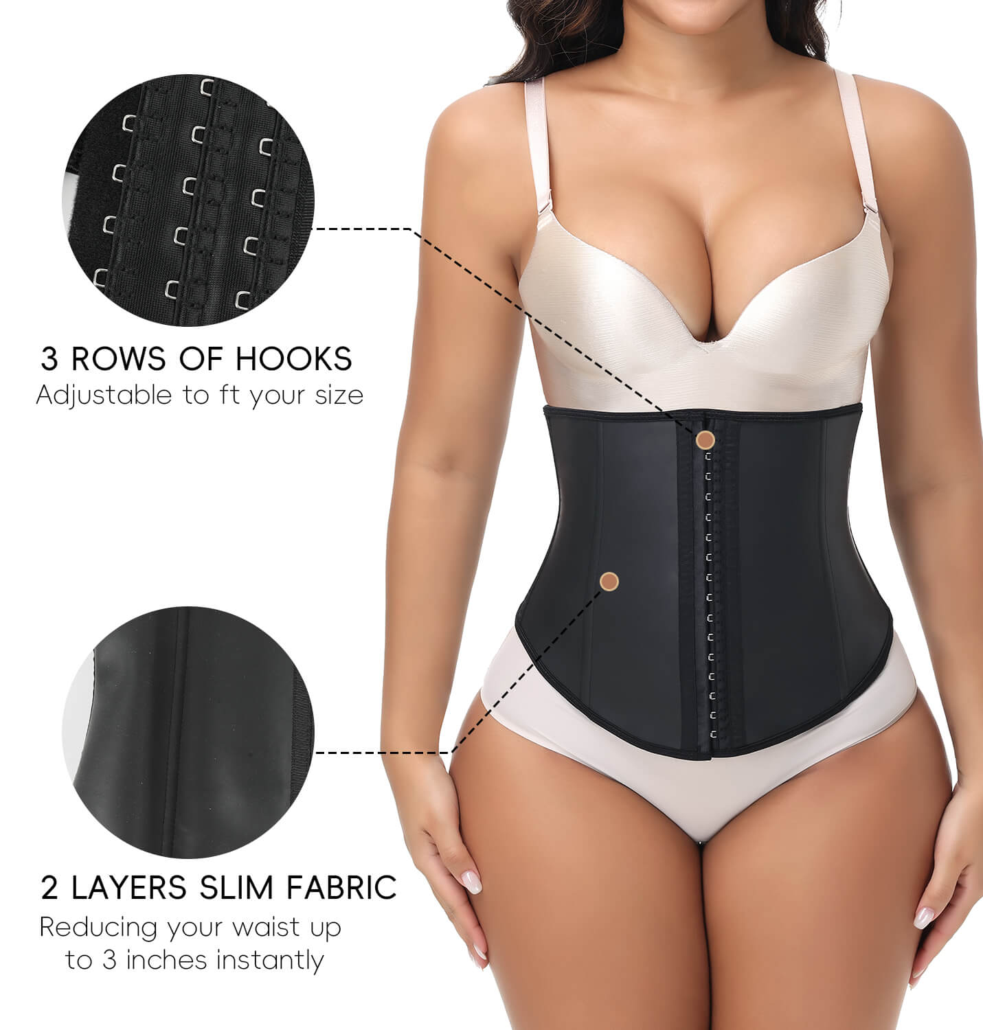 MANIFIQUE Waist Trainer for Women Latex Underbust Waist Cincher Corset Sport Girdle Hourglass Body Shaper