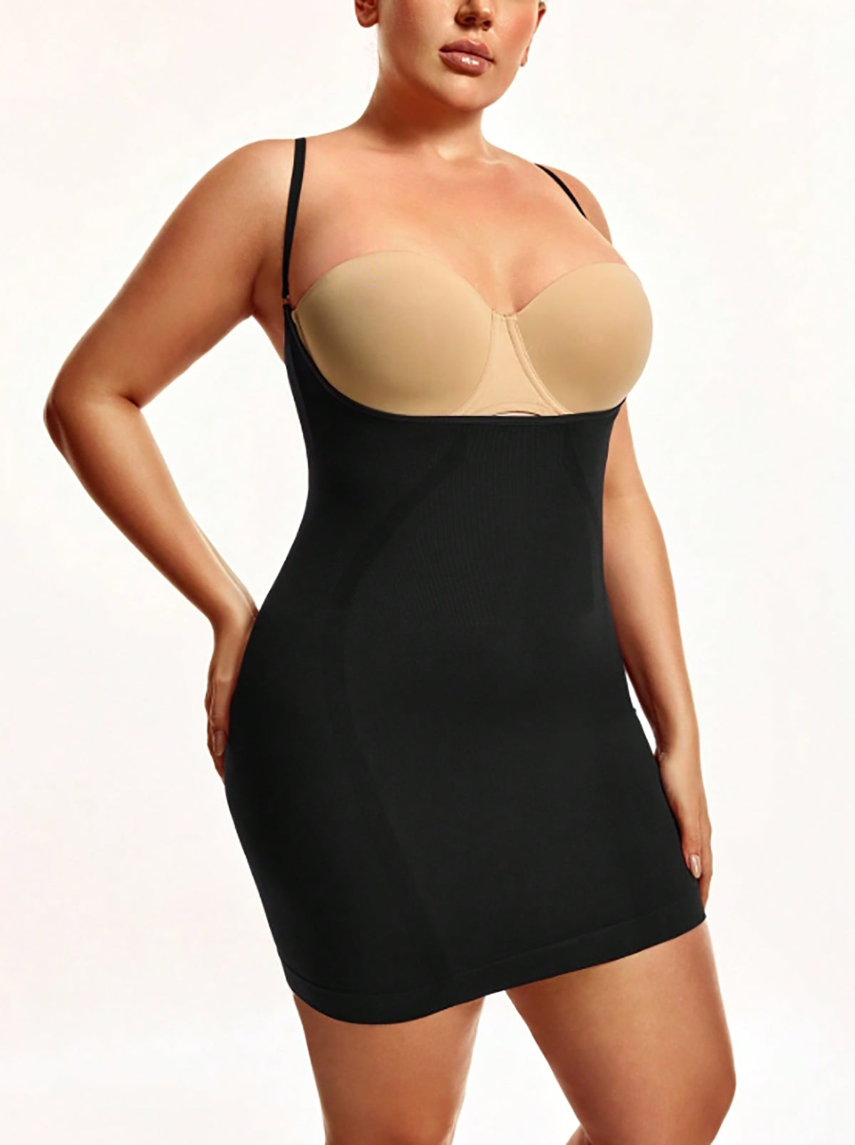 MANIFIQUE Plus Size Open Bust Full Slip - Breathable Body Shapewear - Medium Compression - Anti-Slip Construction
