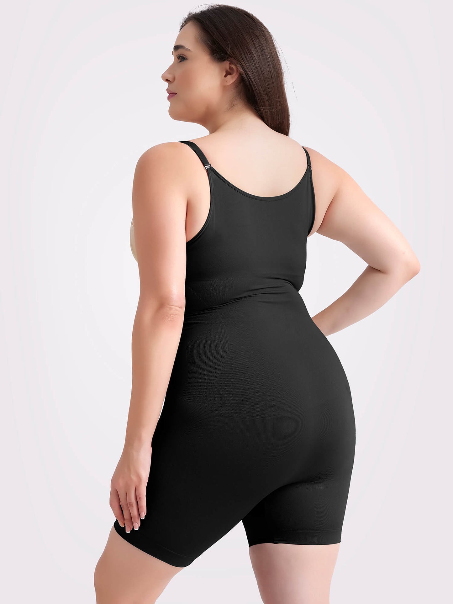 MANIFIQUE Plus Size Open-Bust Shapewear Tummy Control Mid-Thigh Bodysuit, High-Waist Thigh Slimmer, Shapewear for Women