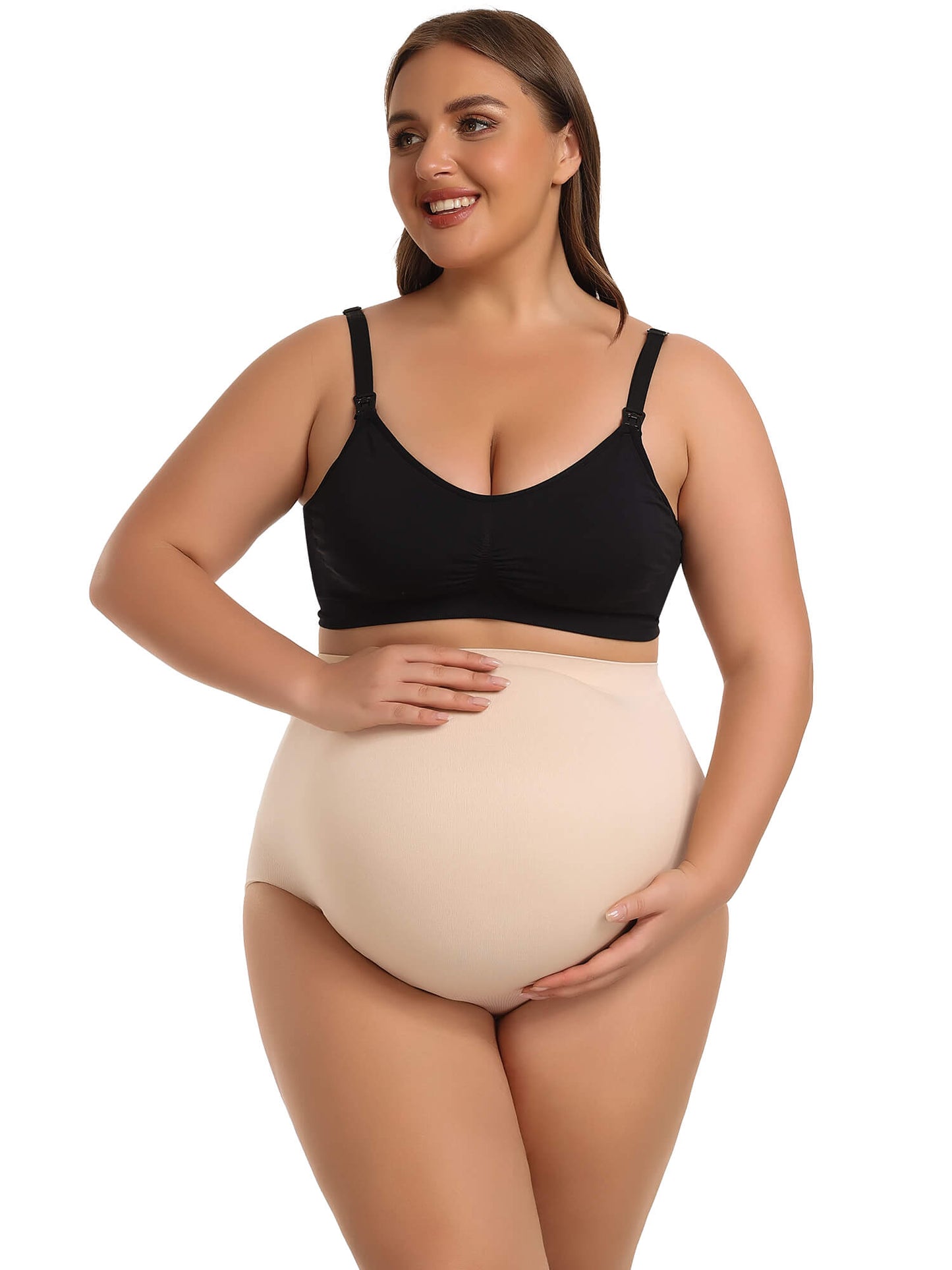 Women's Plus Maternity High Waist Underwear Pregnancy Seamless Soft Belly Support Panties Over Bump 3 Pack