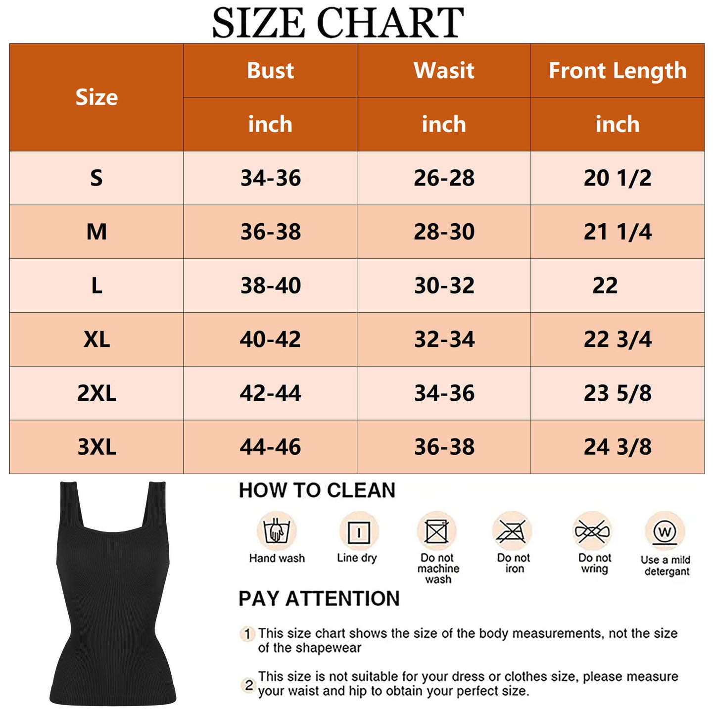 ANYFIT WEAR Women's Square Neck Tummy Control Shapewear Ribbed Tank Tops Compression Camisole Slimming Body Shaper