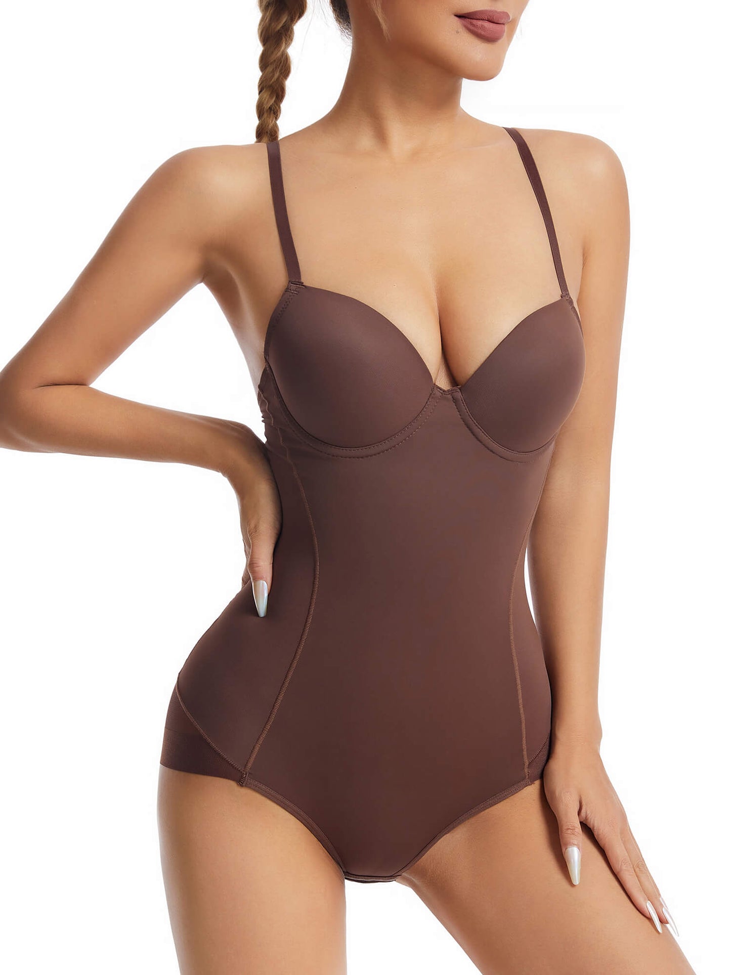 MANIFIQUE Women's Shapewear Tummy Control Bodysuit, Built-In Underwire Bra, Ultra Light Body Briefer Fajas Shapewear