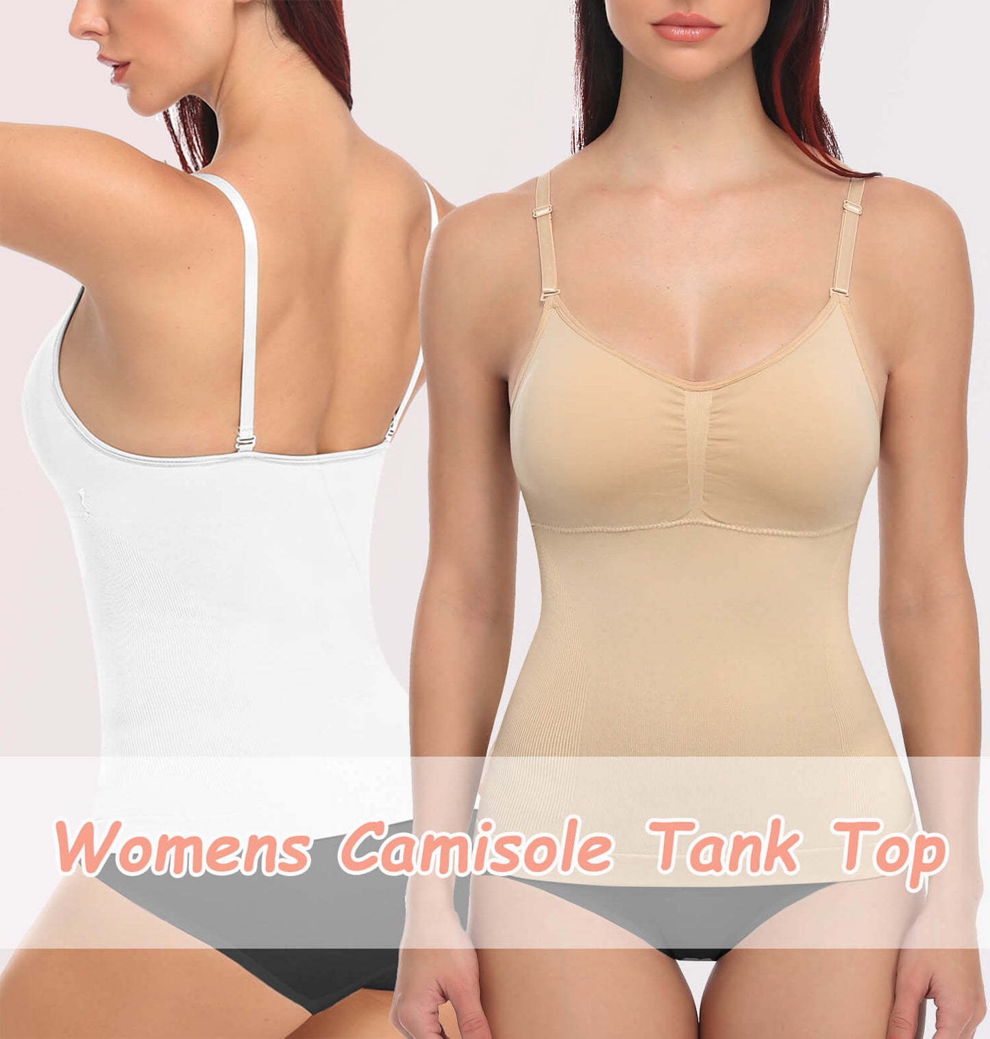 MANIFIQUE Scoop Neck Compression Cami - Tummy and Waist Control Body Shapewear Camisole with Built-in Padded Bras
